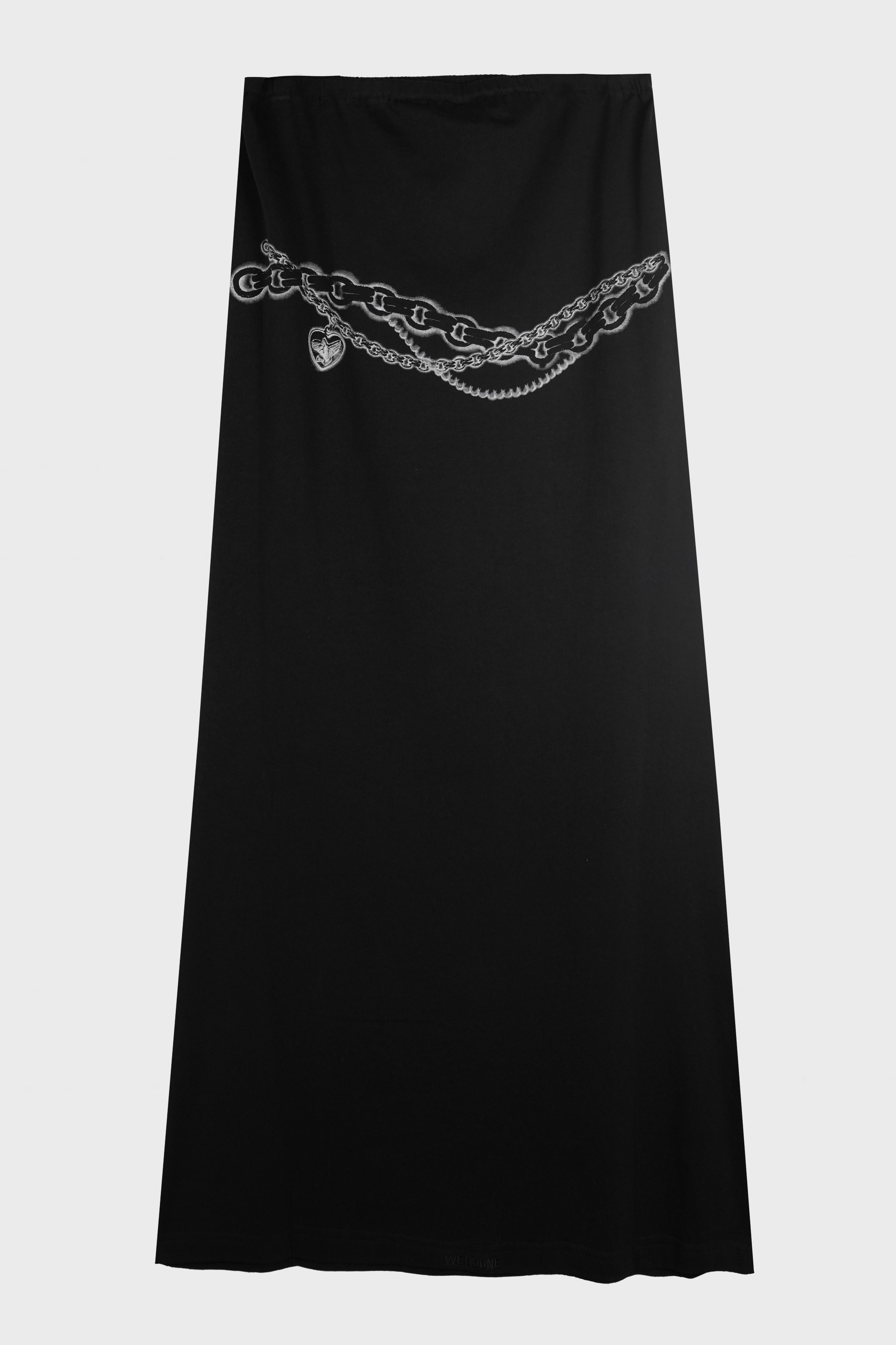 WOMENS CHAIN PRINT MAXI SKIRT BLACK