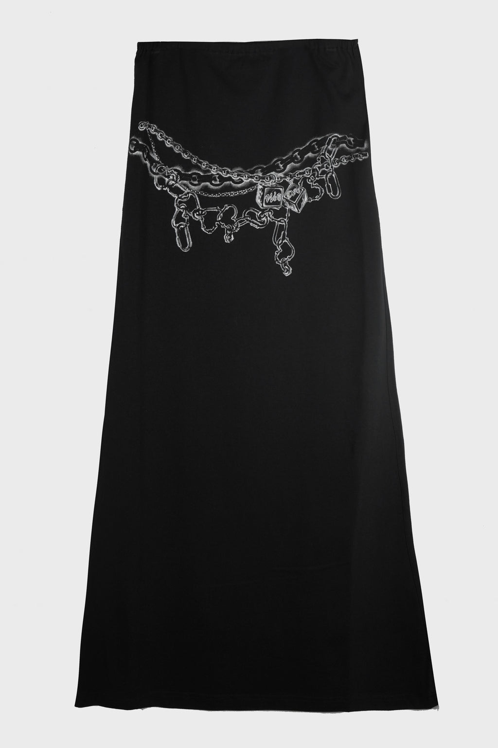 WOMENS CHAIN PRINT MAXI SKIRT BLACK