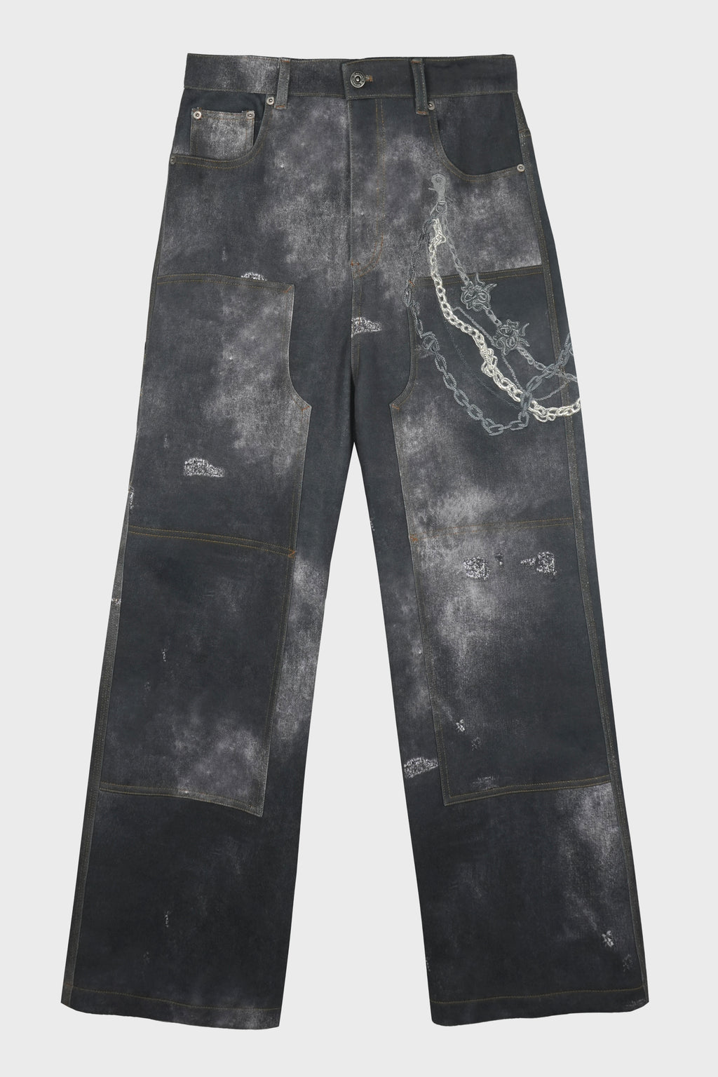 MENS TROMPE L'OEIL DENIM CARPENTER PANTS BLACK