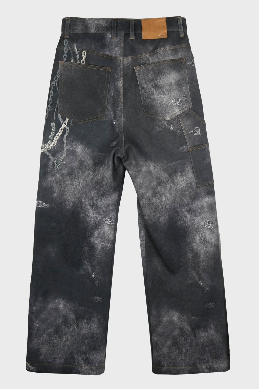 MENS TROMPE L'OEIL DENIM CARPENTER PANTS BLACK