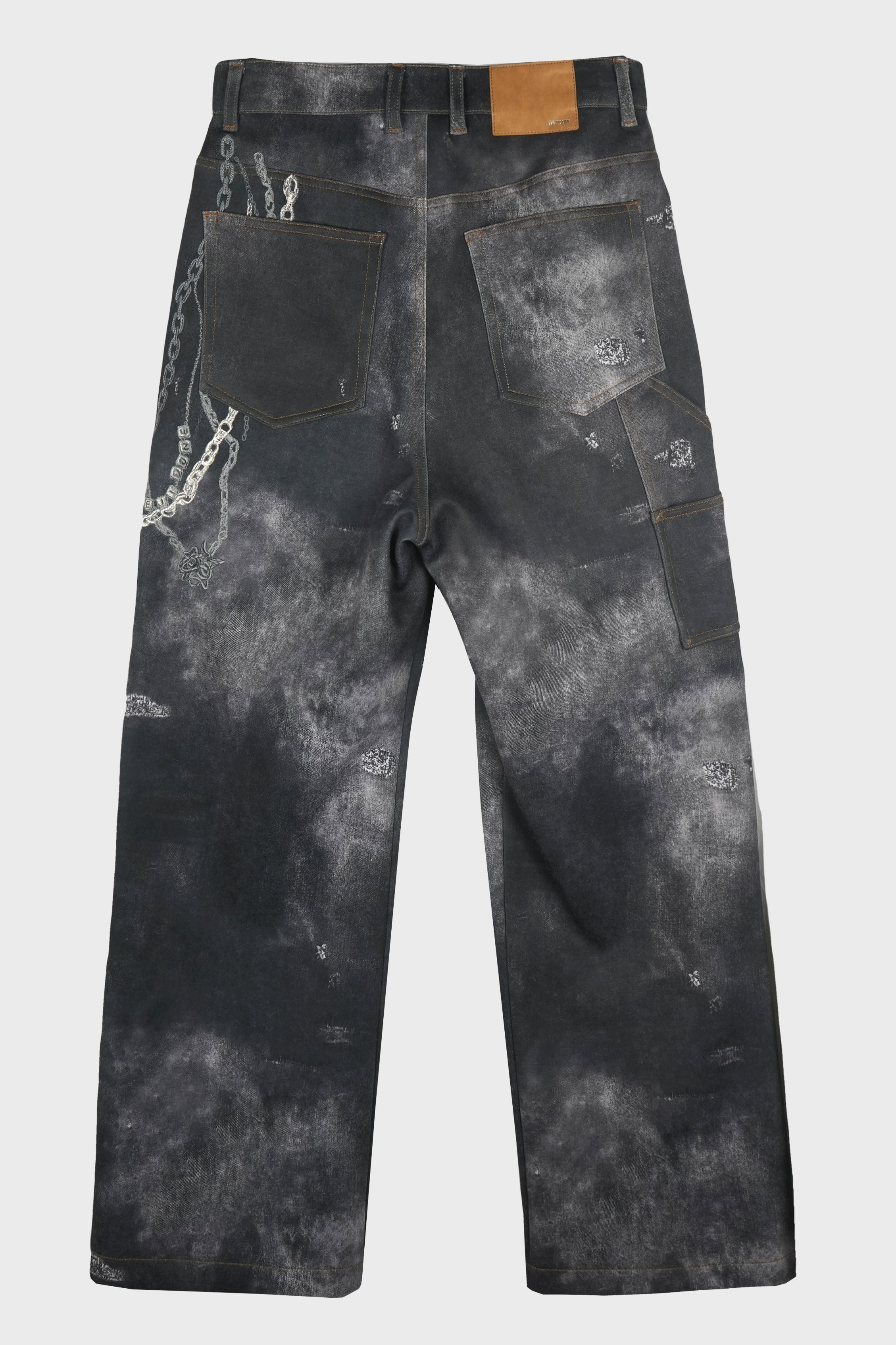 MENS TROMPE L'OEIL DENIM CARPENTER PANTS BLACK