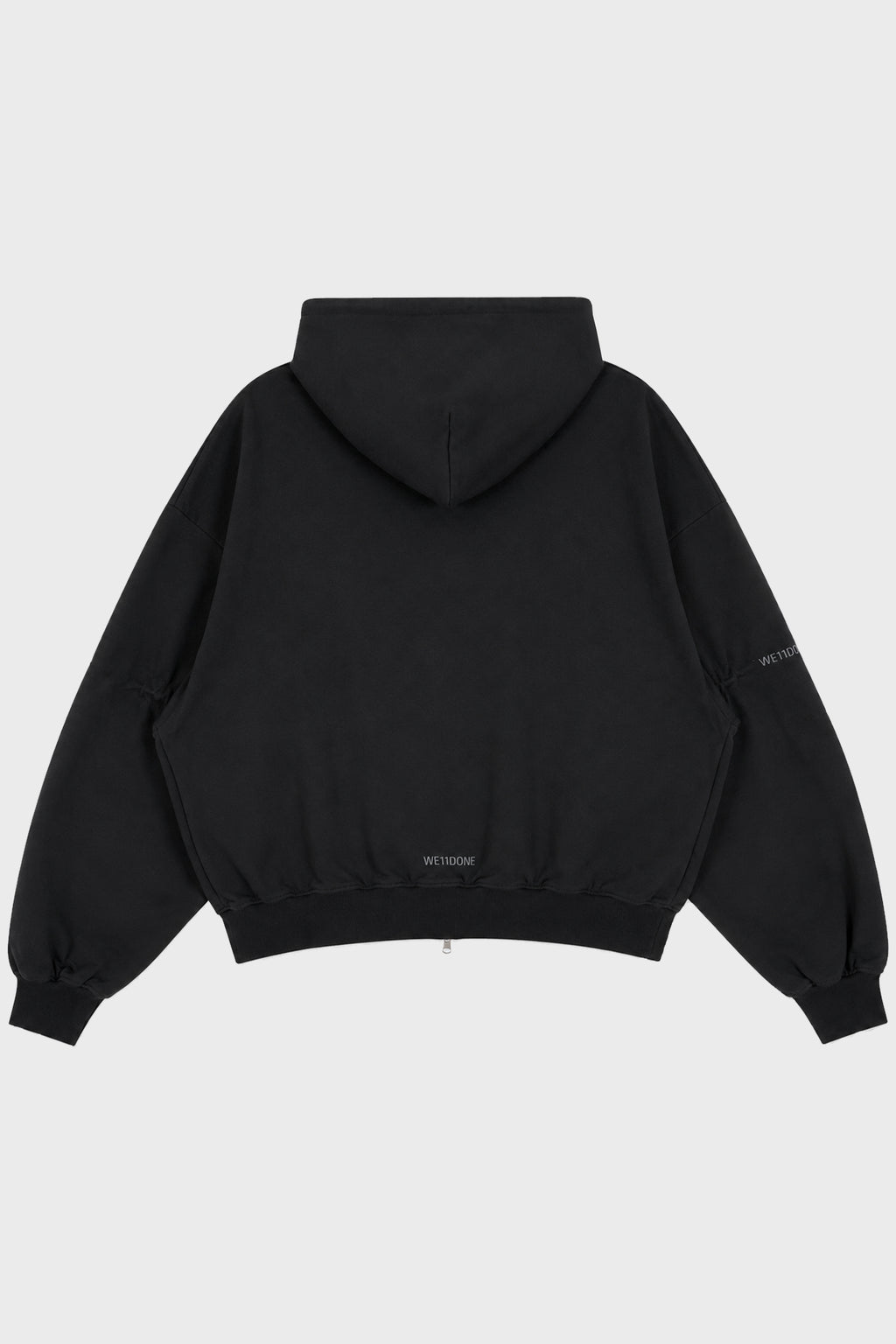 LOGO PIN-TUCKED HOODIE ZIP-UP BLACK