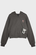 DOODLE TEDDY HOODIE ZIP-UP DARK GREY