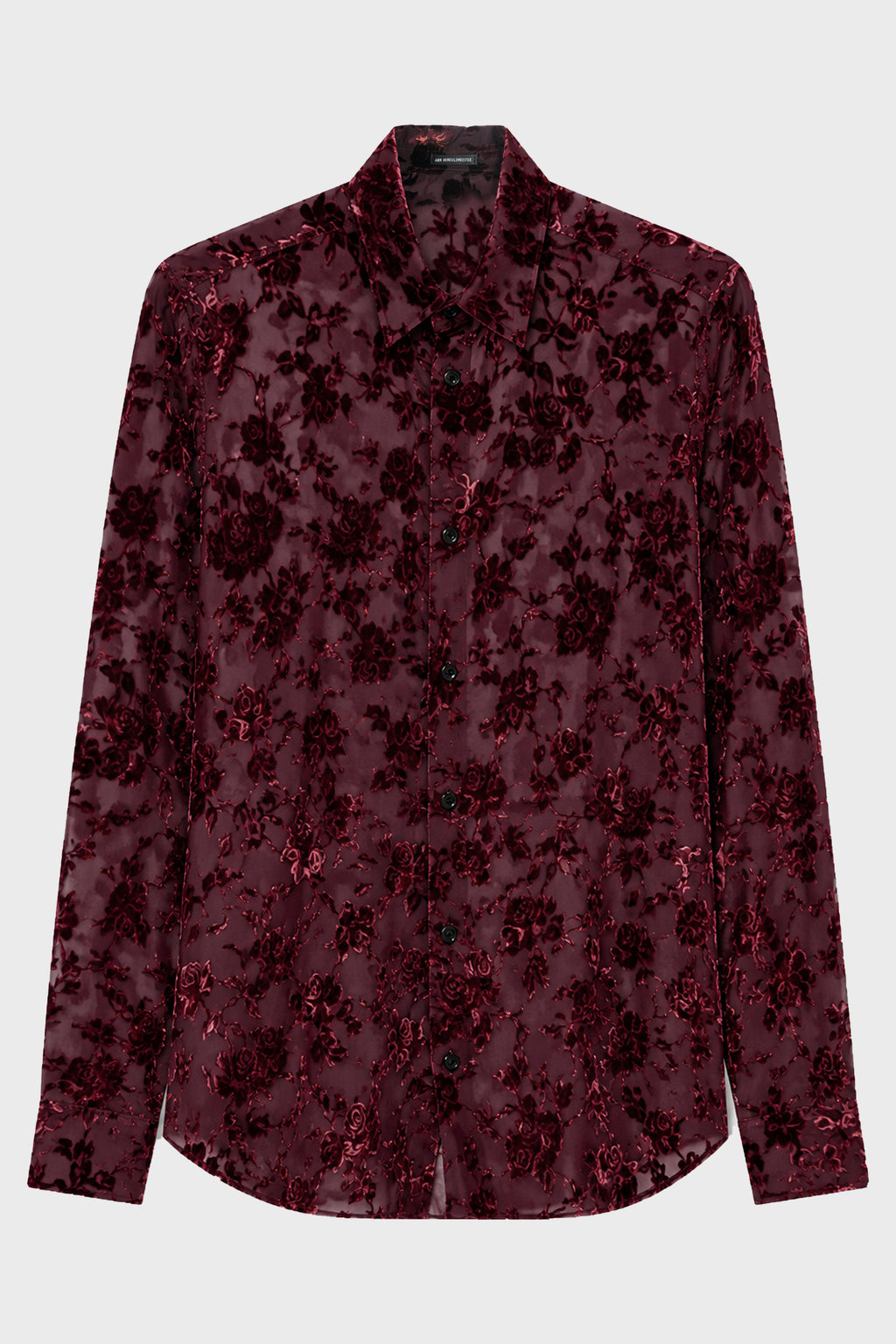 ANDRE CLASSIC SHIRT ROSES DEVORÉ VELVET CRIMSON