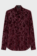 ANDRE CLASSIC SHIRT ROSES DEVORÉ VELVET CRIMSON