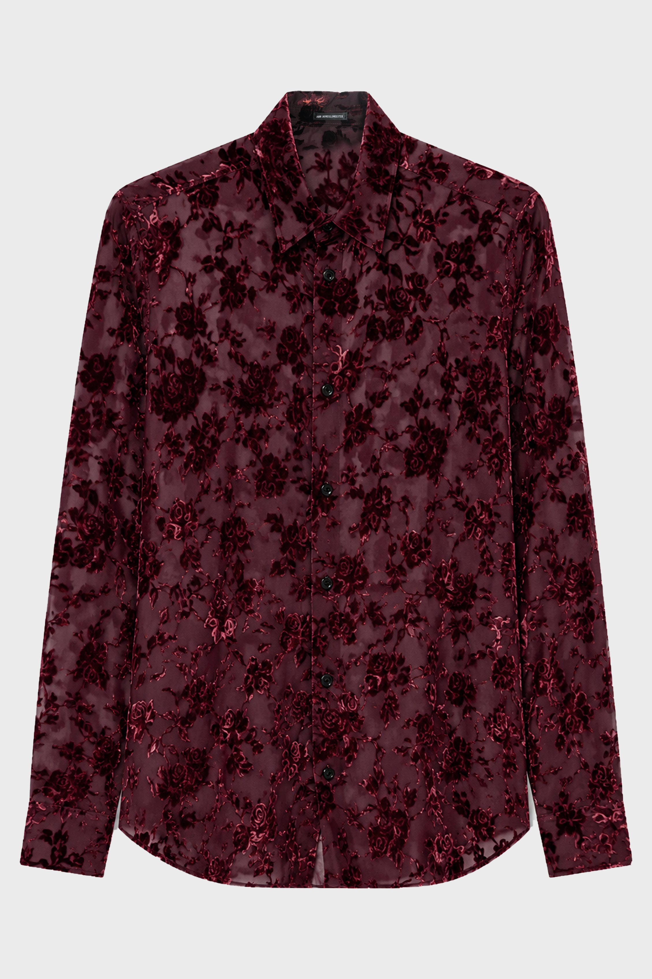 ANDRE CLASSIC SHIRT ROSES DEVORÉ VELVET CRIMSON