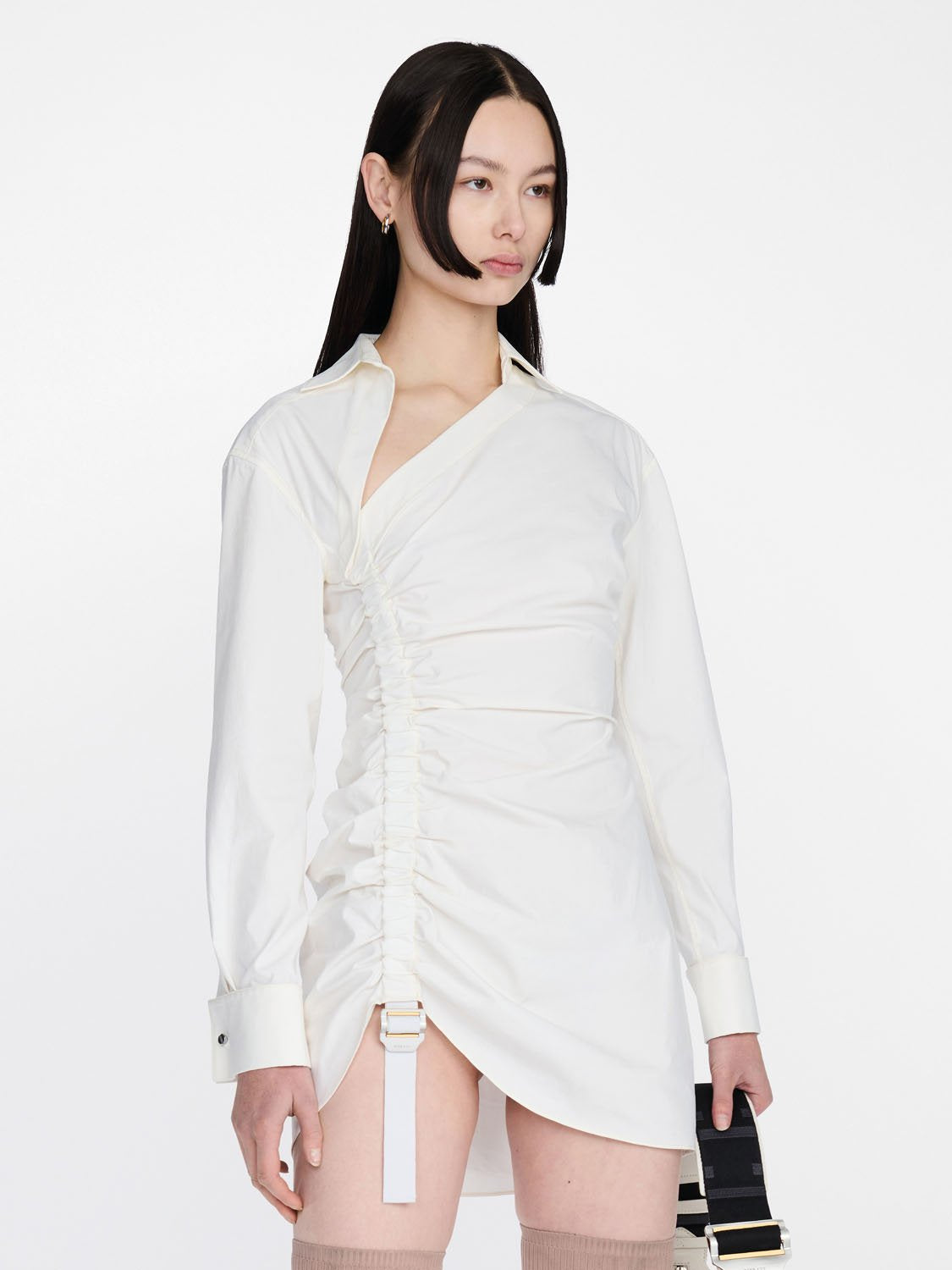 SAFETY SLIDER GATHERED DRESS IVORY