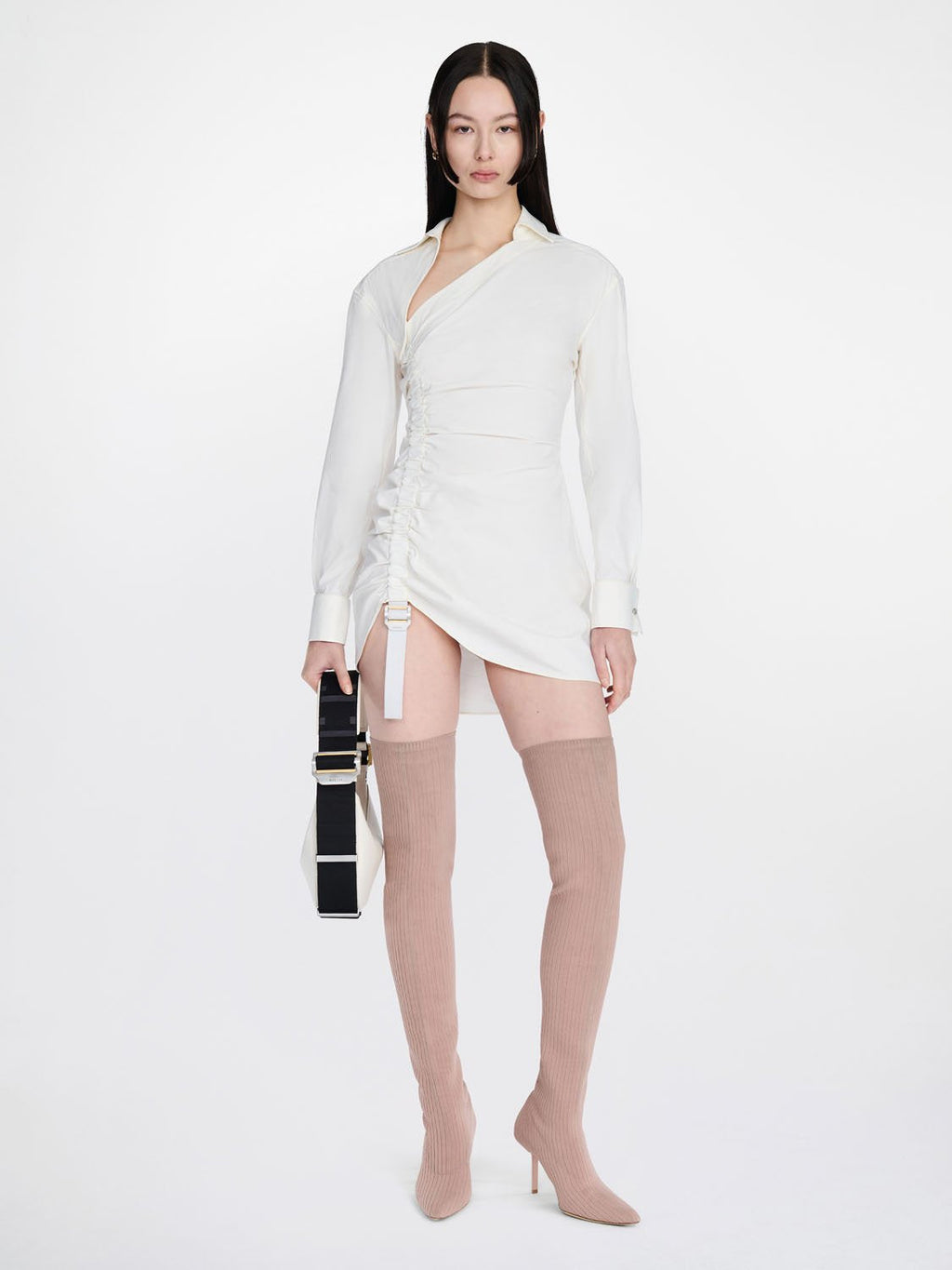 SAFETY SLIDER GATHERED DRESS IVORY