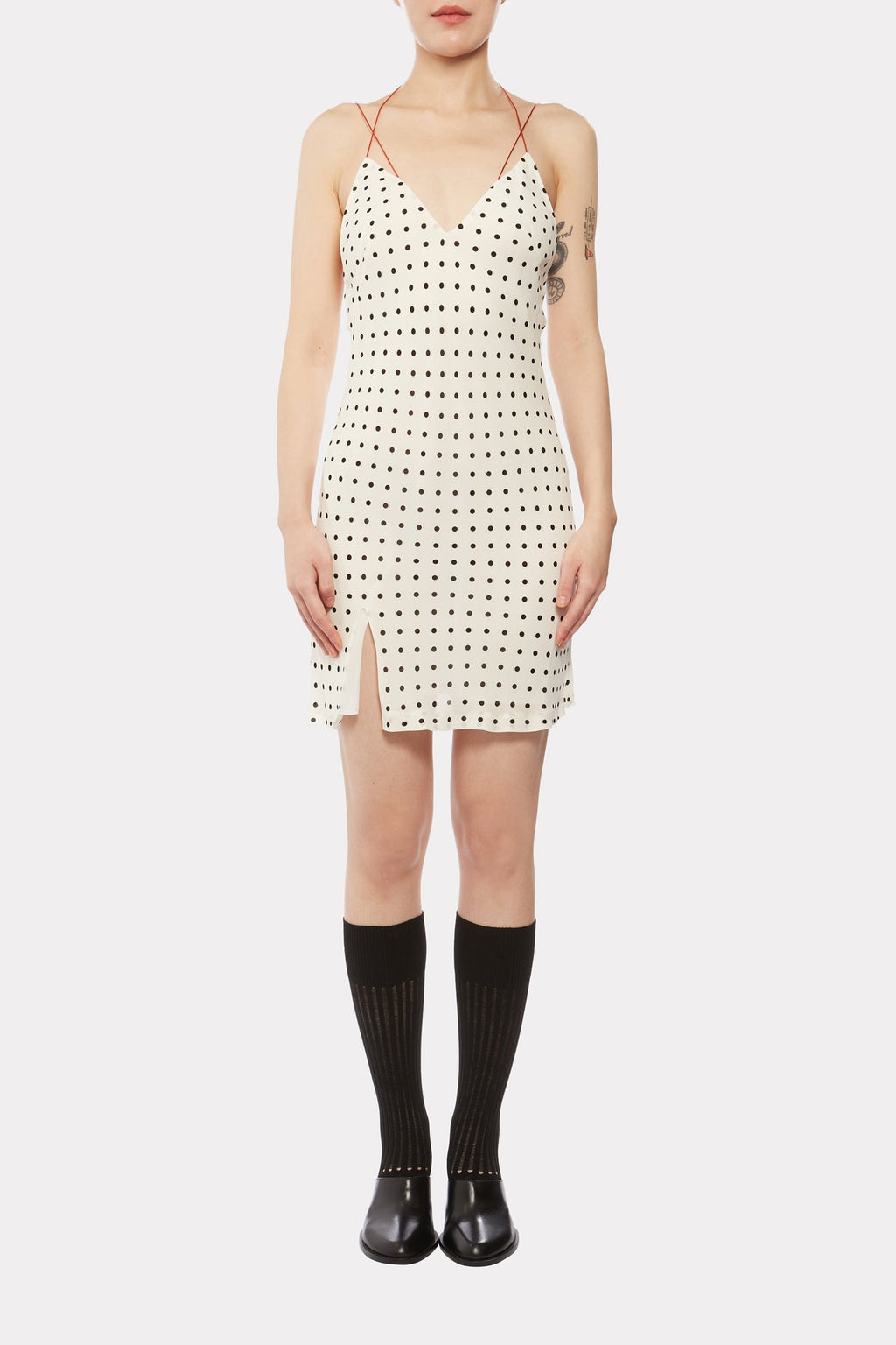 IVORY Polka-dot SHORT CAMISOLE DRESS