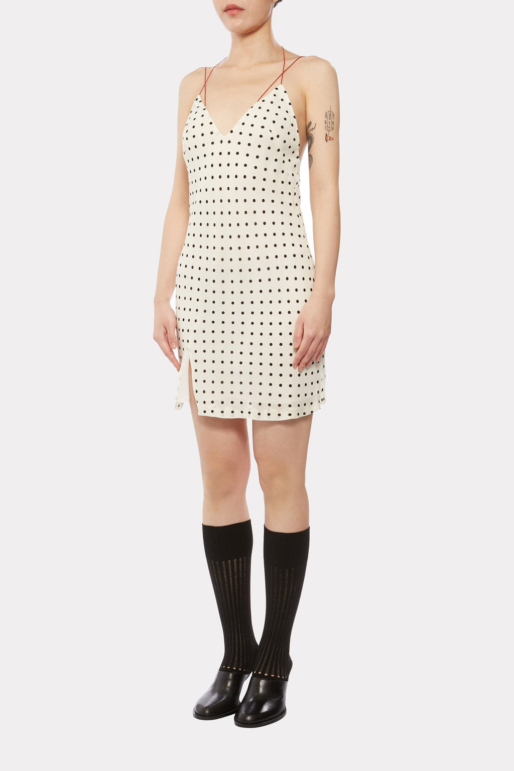 IVORY Polka-dot SHORT CAMISOLE DRESS