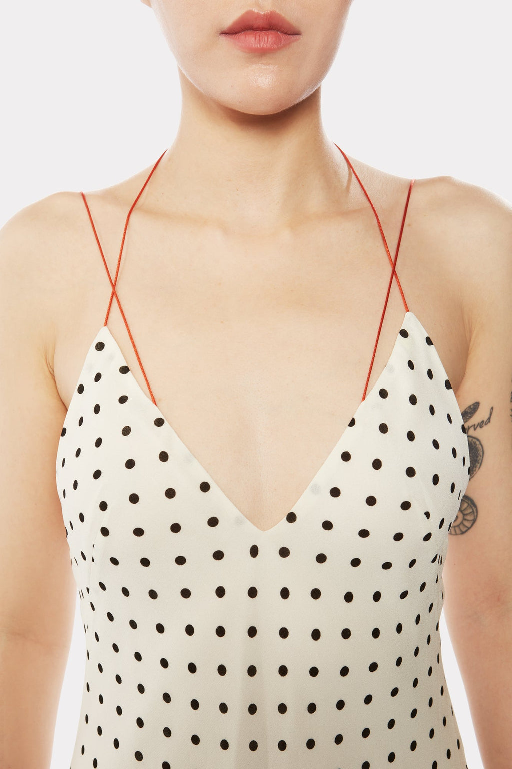 IVORY Polka-dot SHORT CAMISOLE DRESS