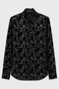 ANDRE CLASSIC SHIRT ROSES DEVORÉ VELVET BLACK