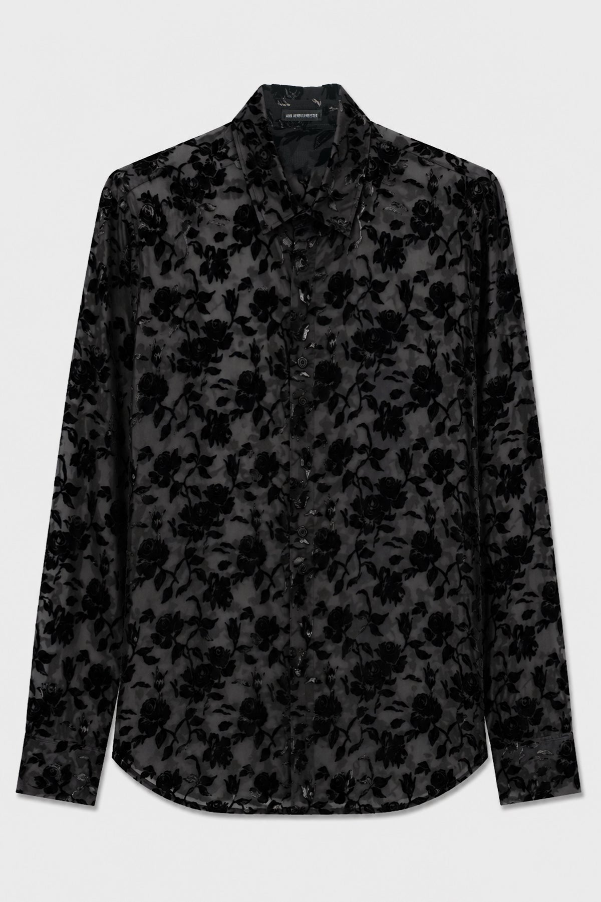 ANDRE CLASSIC SHIRT ROSES DEVORÉ VELVET BLACK