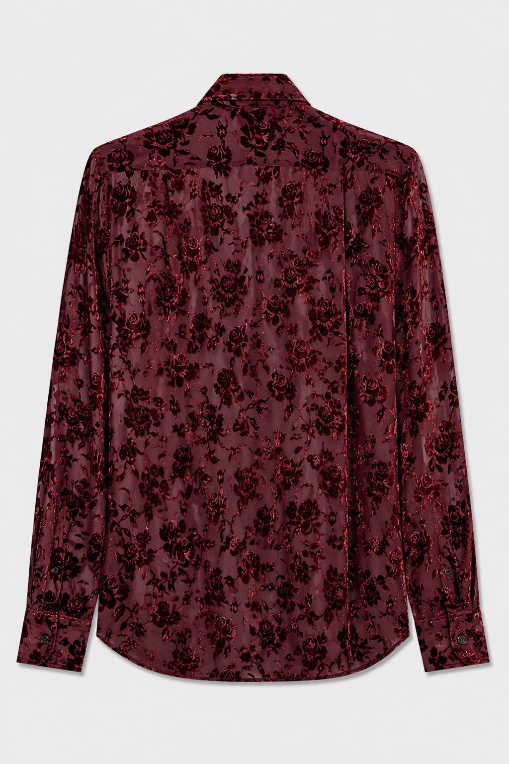 ANDRE CLASSIC SHIRT ROSES DEVORÉ VELVET CRIMSON