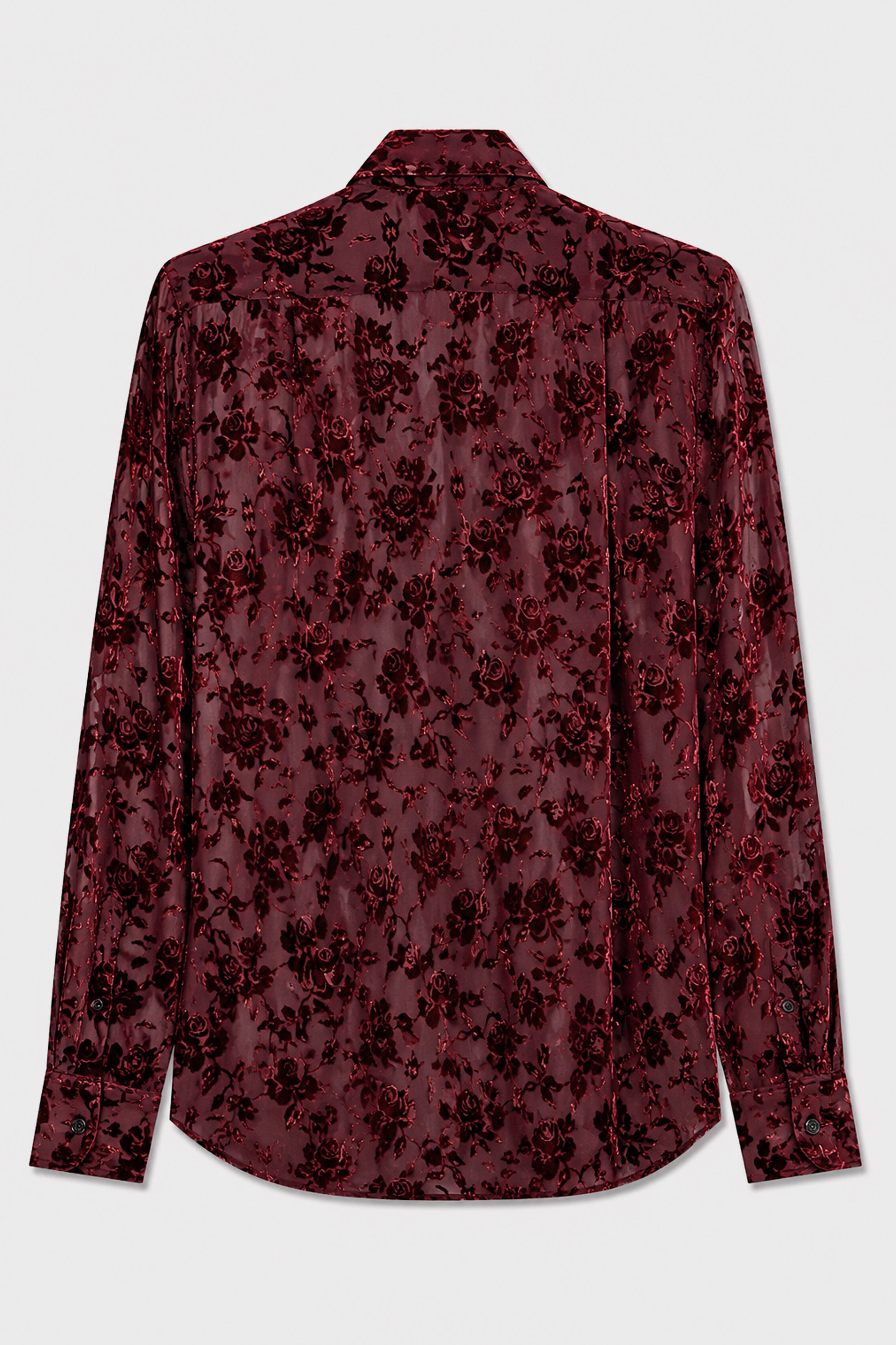 ANDRE CLASSIC SHIRT ROSES DEVORÉ VELVET CRIMSON