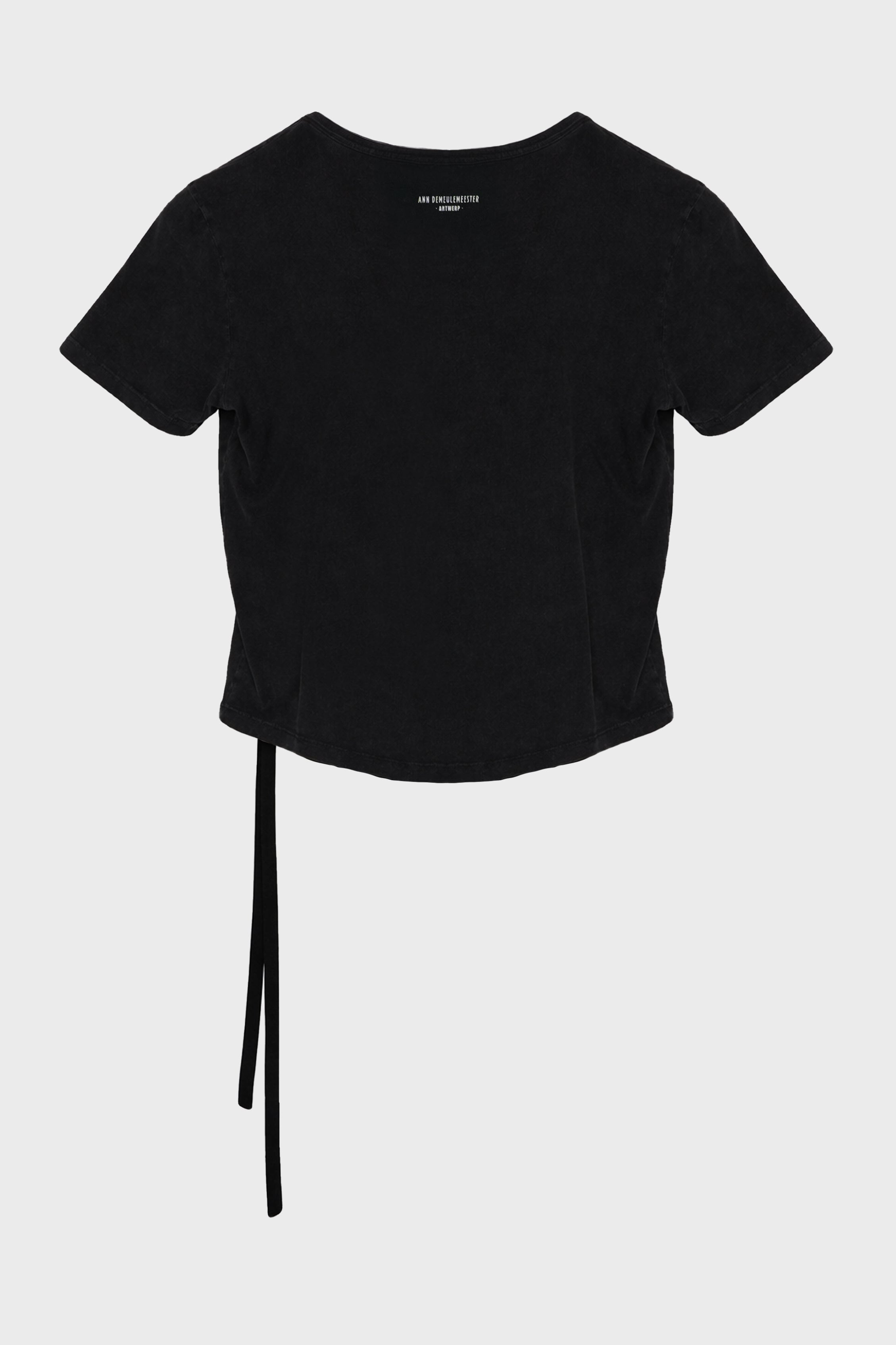 FLOOR MICRO T-SHIRT WITH "ELECTRIC KISS" FLOCK PRINT FADED BLACK