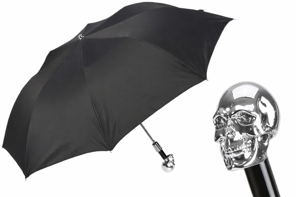 Silver Skull Folding Umbrella