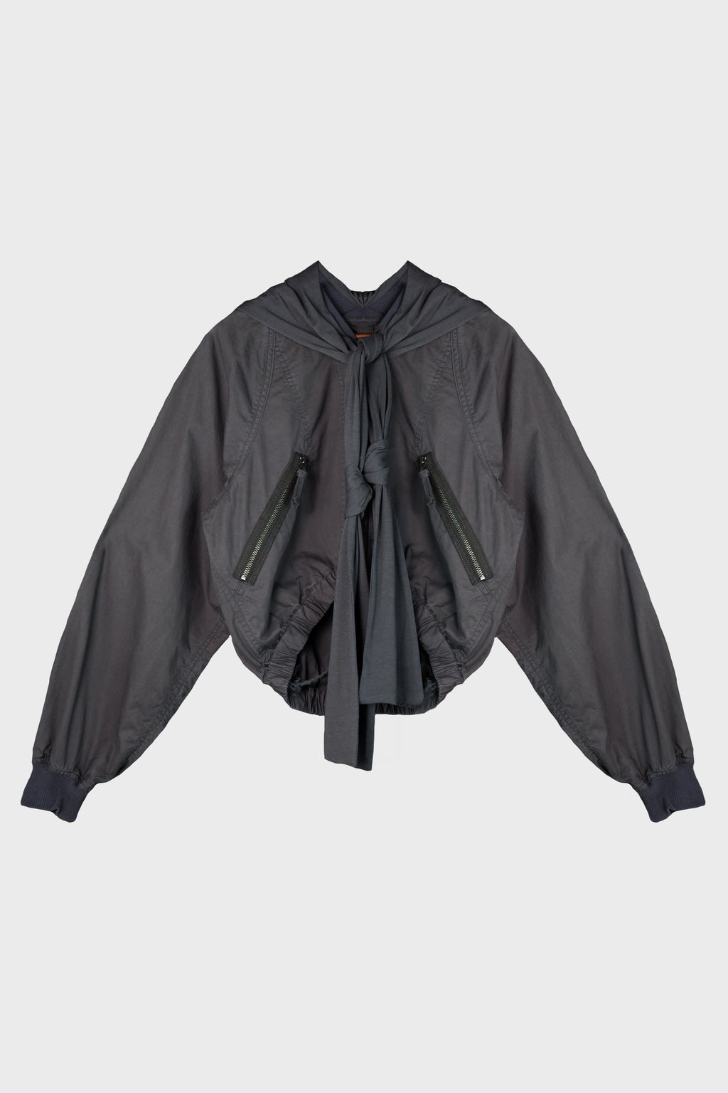 COTTON BOLERO JACKET w/ HOODIE CHARCOAL