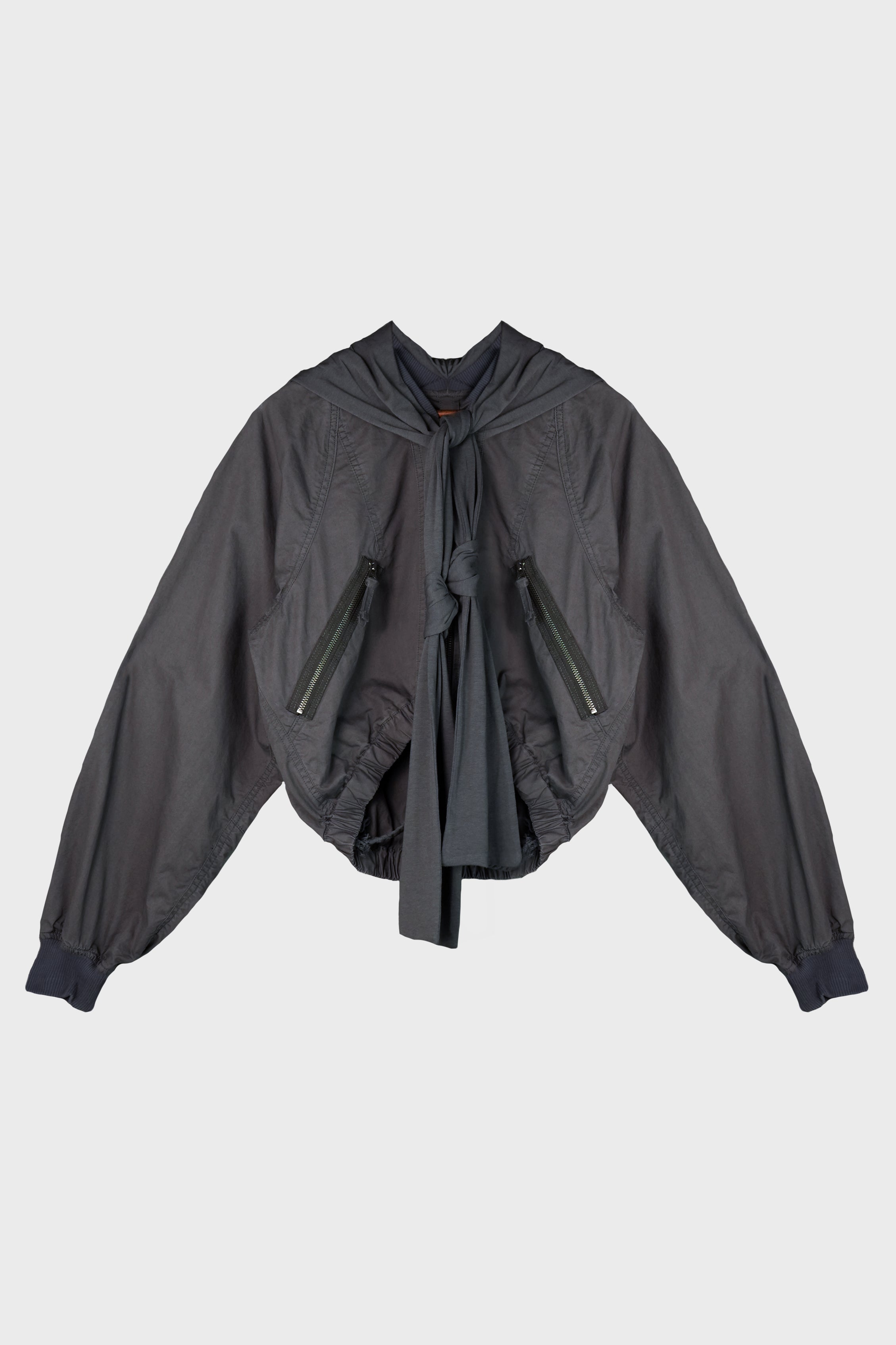 COTTON BOLERO JACKET w/ HOODIE CHARCOAL