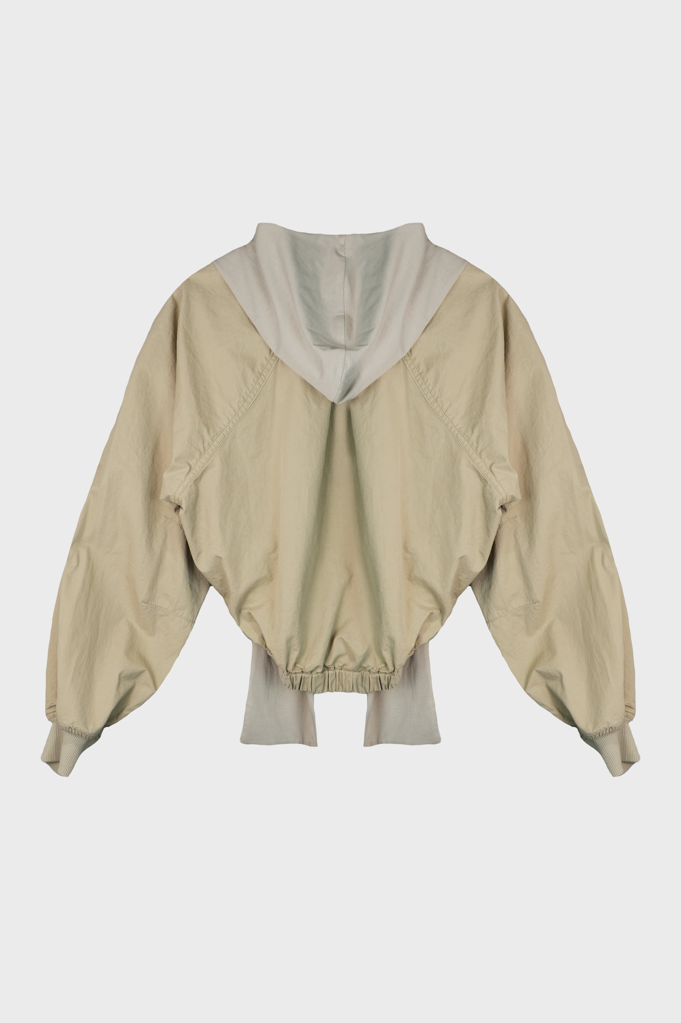 COTTON BOLERO JACKET w/ HOODIE BEIGE