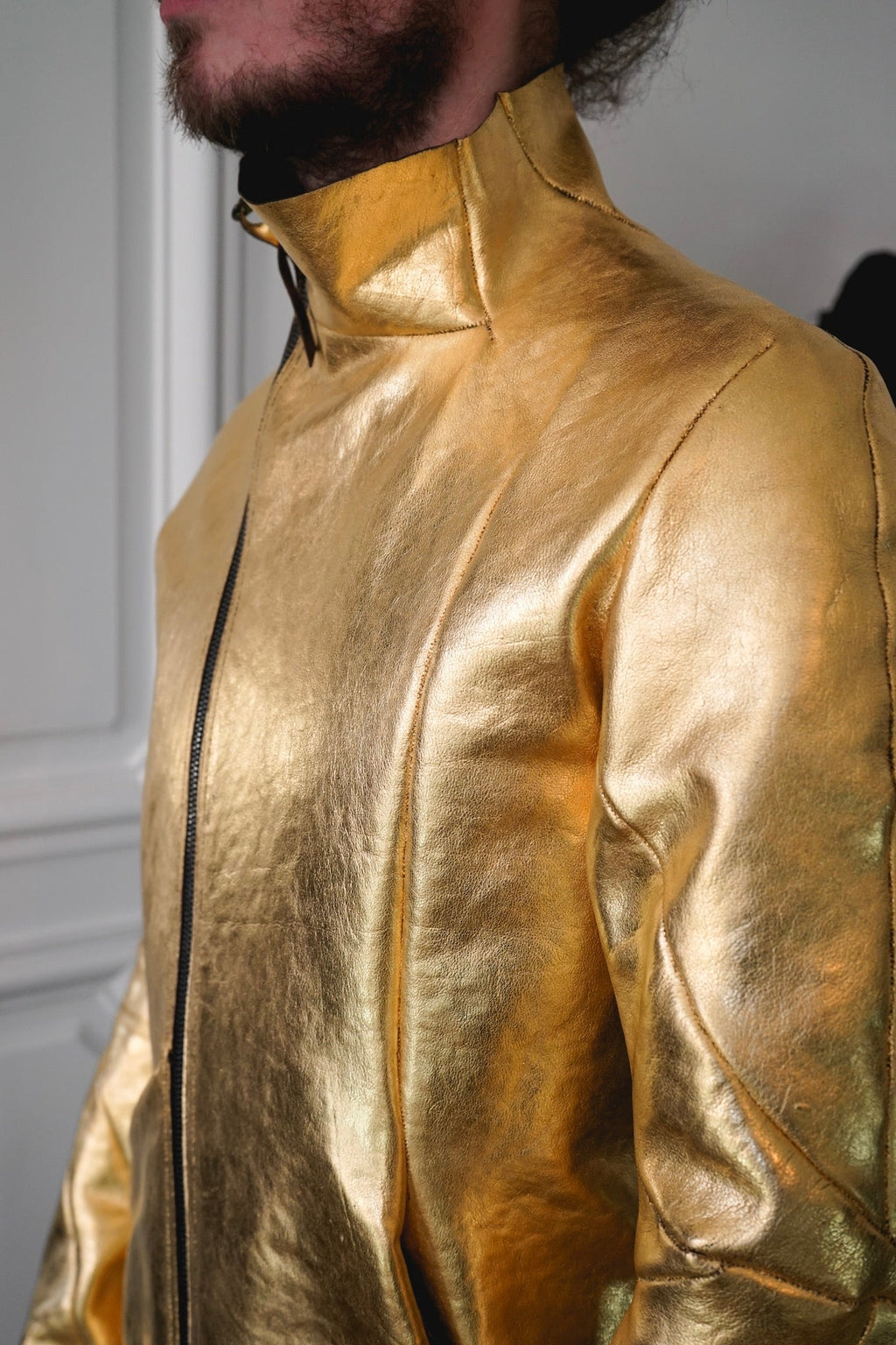 24K Gold Deconstructed Horse Leather Jacket
