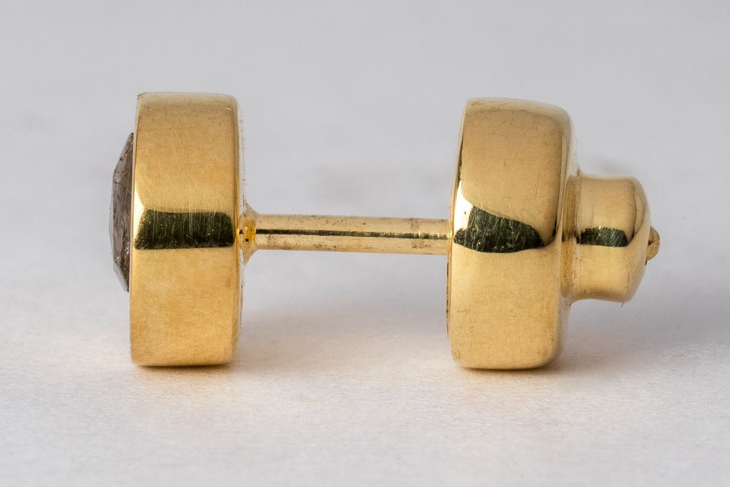 Stud Earring (0.2 CT, Tiny Faceted Diamond Slab, YGA+FCDIA)