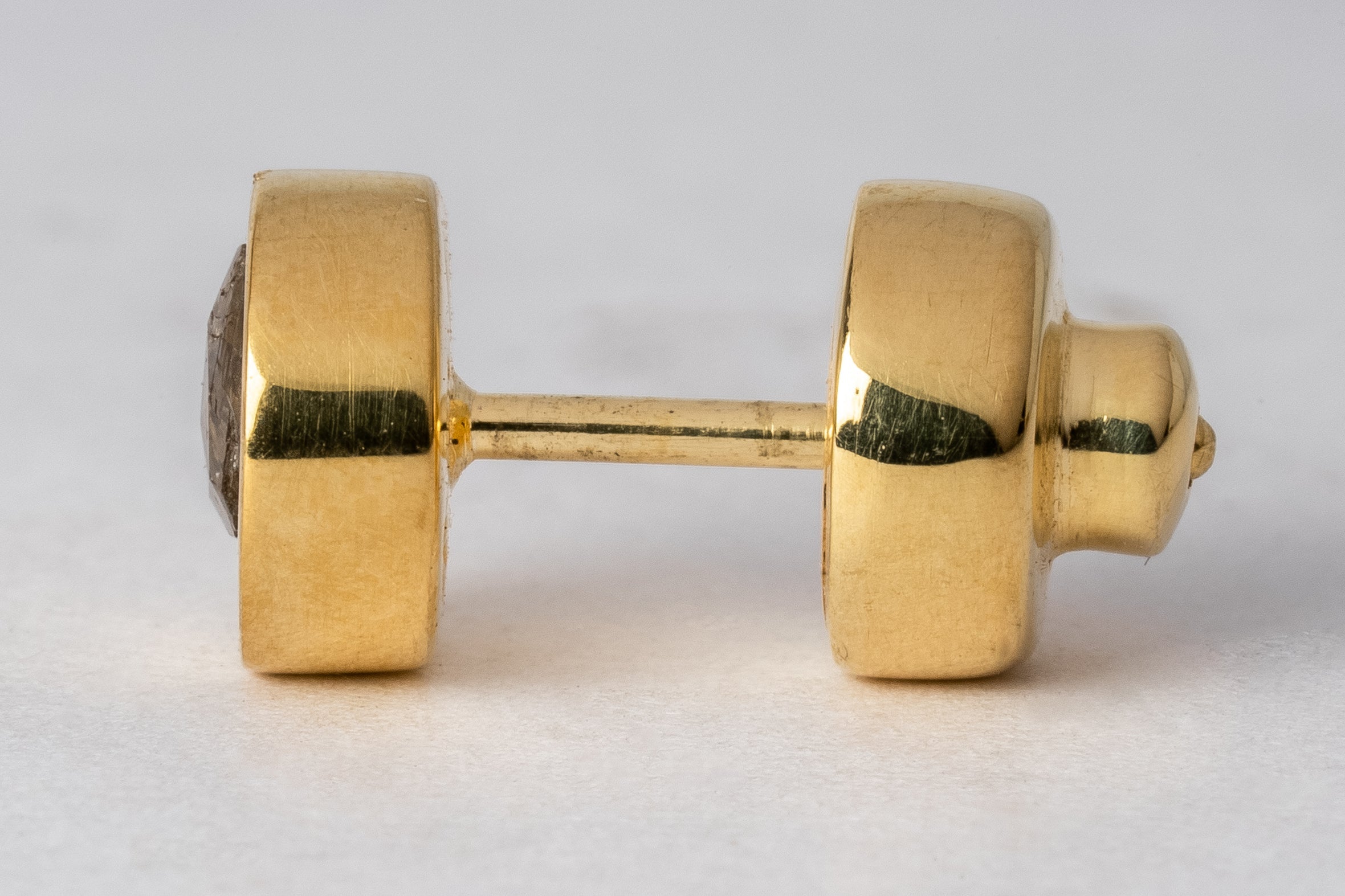 Stud Earring (0.2 CT, Tiny Faceted Diamond Slab, YGA+FCDIA)