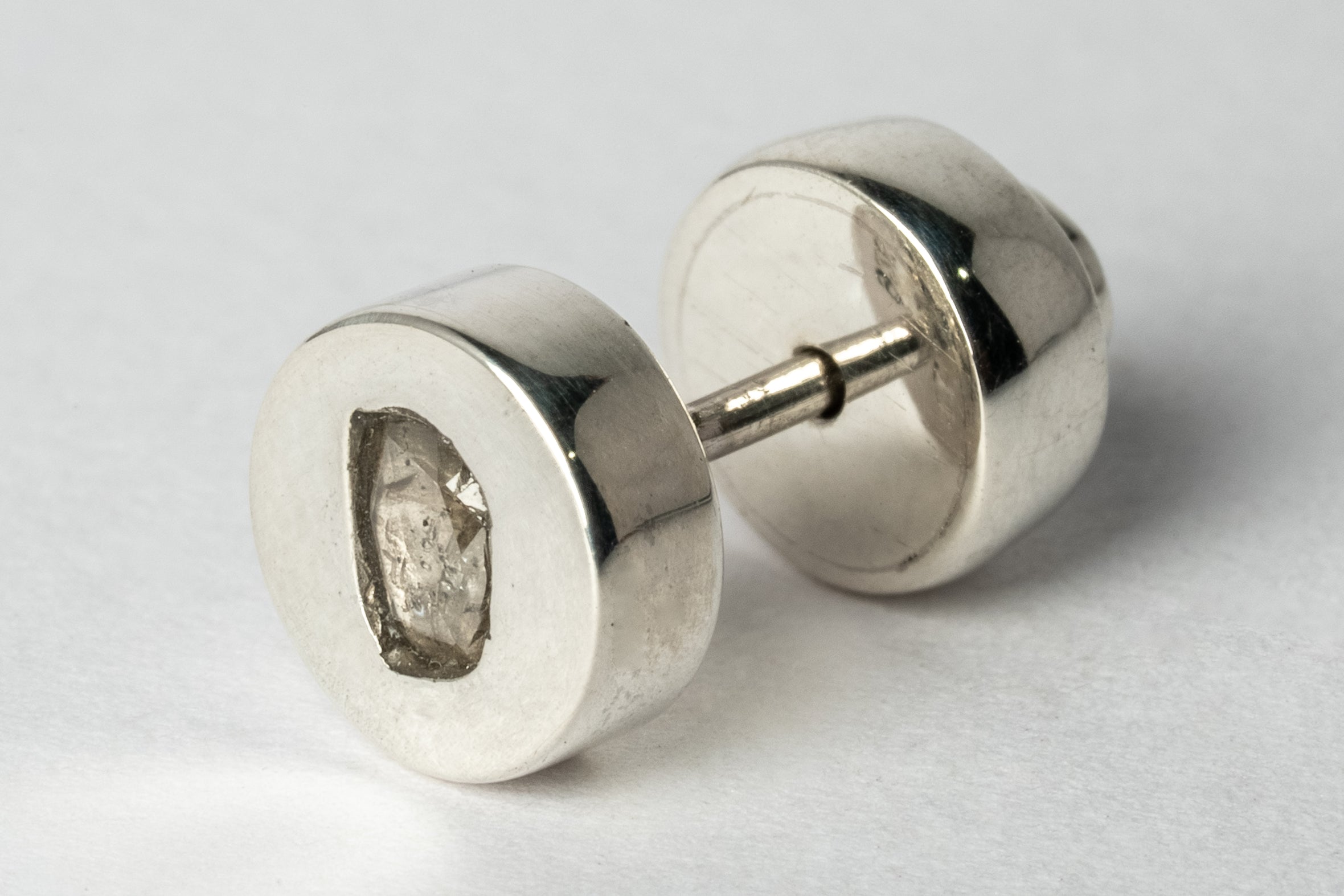 Stud Earring (0.2 CT, Tiny Faceted Diamond Slab, PA+FCDIA)