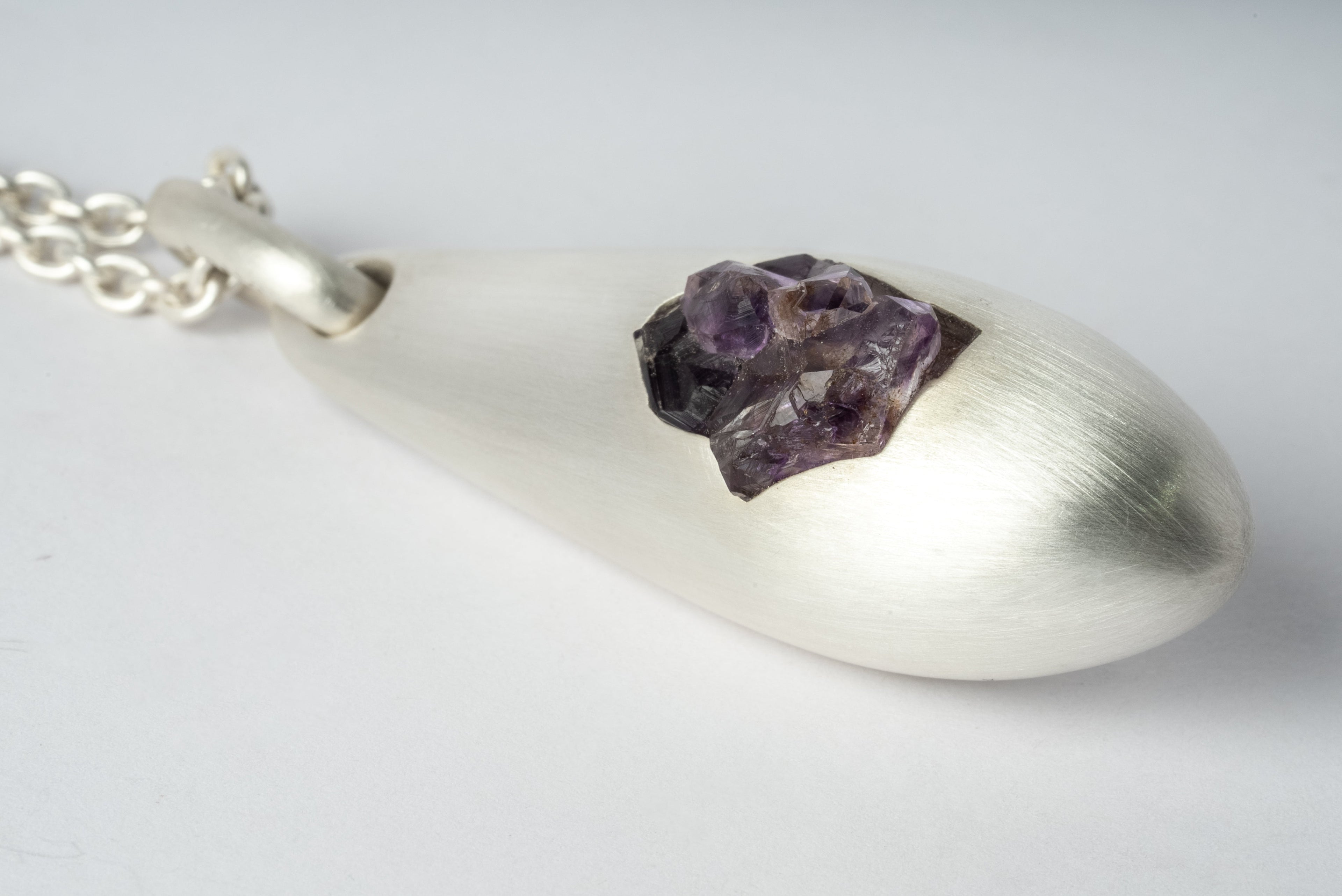 Chrysalis Necklace (Cremaster Emergence, Amethyst, MA+AME)