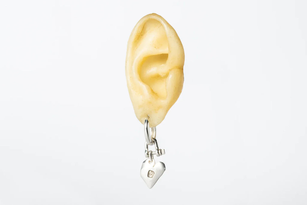 Jazz's Solid Heart Earring (Extra Small, 0.2 CT, Tiny Faceted Diamond Slab, PA+FCDIA)