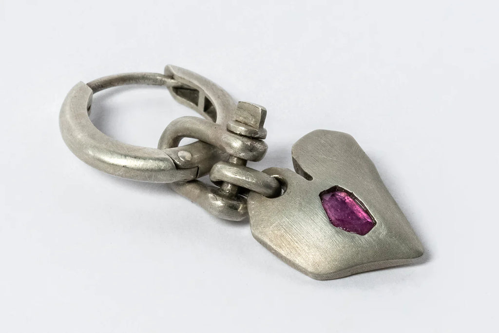 Jazz's Solid Heart Earring (Extra Small, 0.2 CT, Ruby Slice, DA+RUB)