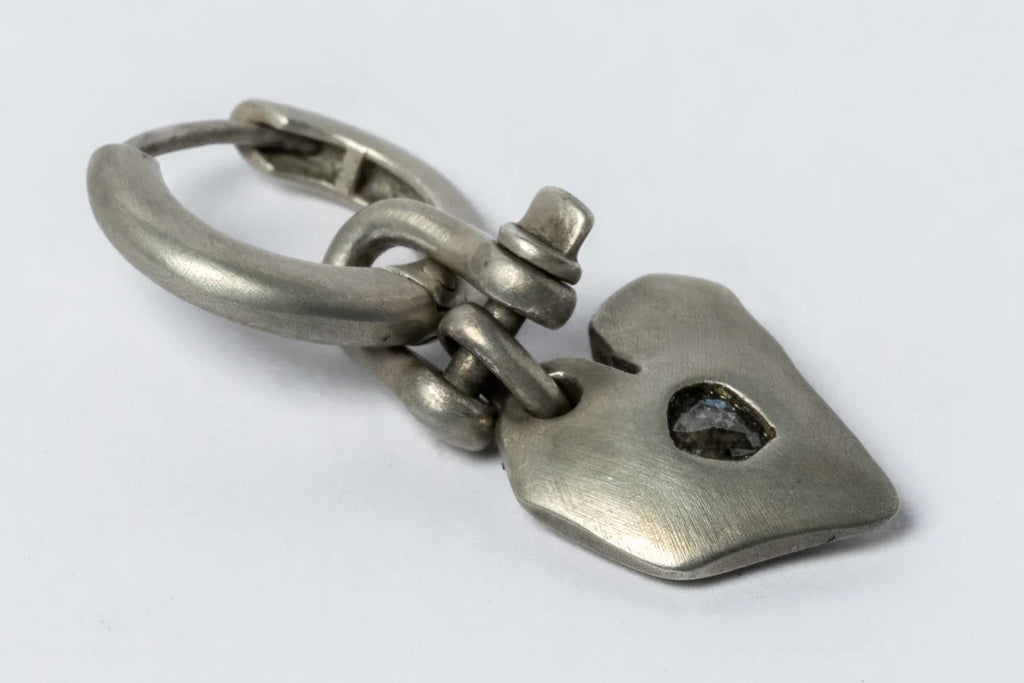 Jazz's Solid Heart Earring (Extra Small, 0.2 CT, Tiny Faceted Diamond Slab, DA+FCDIA)