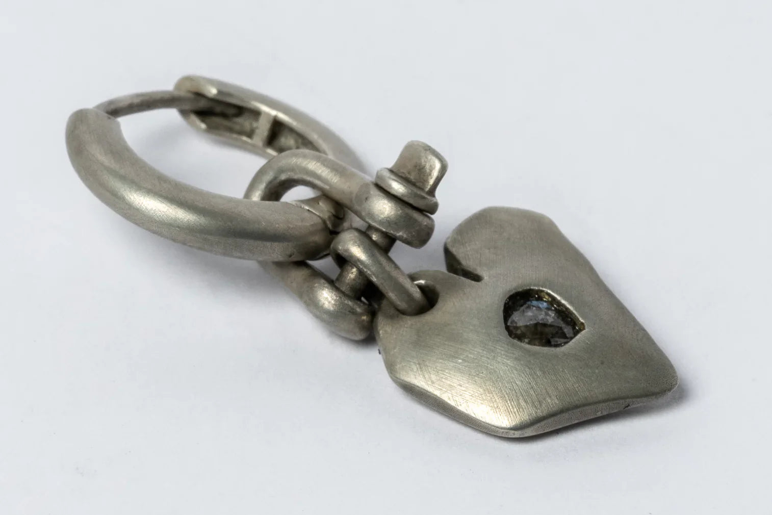 Jazz's Solid Heart Earring (Extra Small, 0.2 CT, Tiny Faceted Diamond Slab, DA+FCDIA)