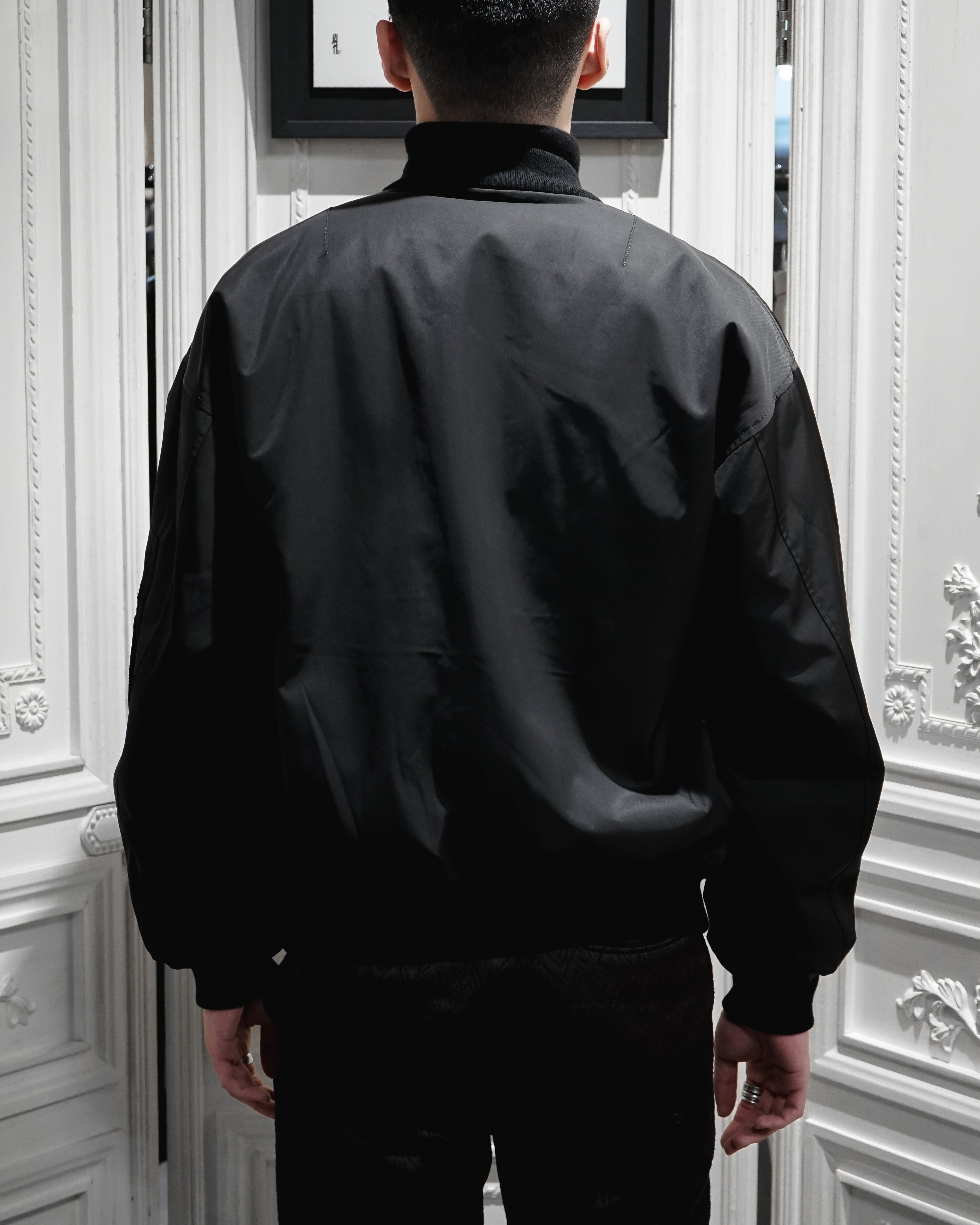 BLACK UNISEX REVERSIBLE MINK FUR BOMBER W/O LOGO