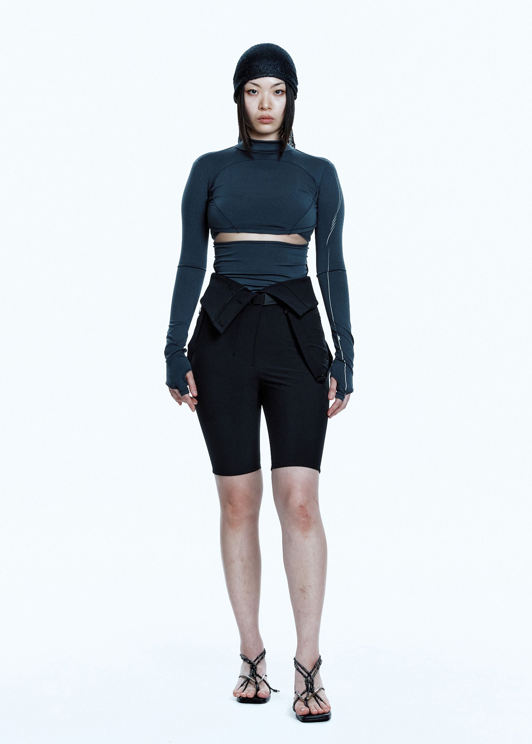 DOUBLE LAYER CROP TOP CHARCOAL
