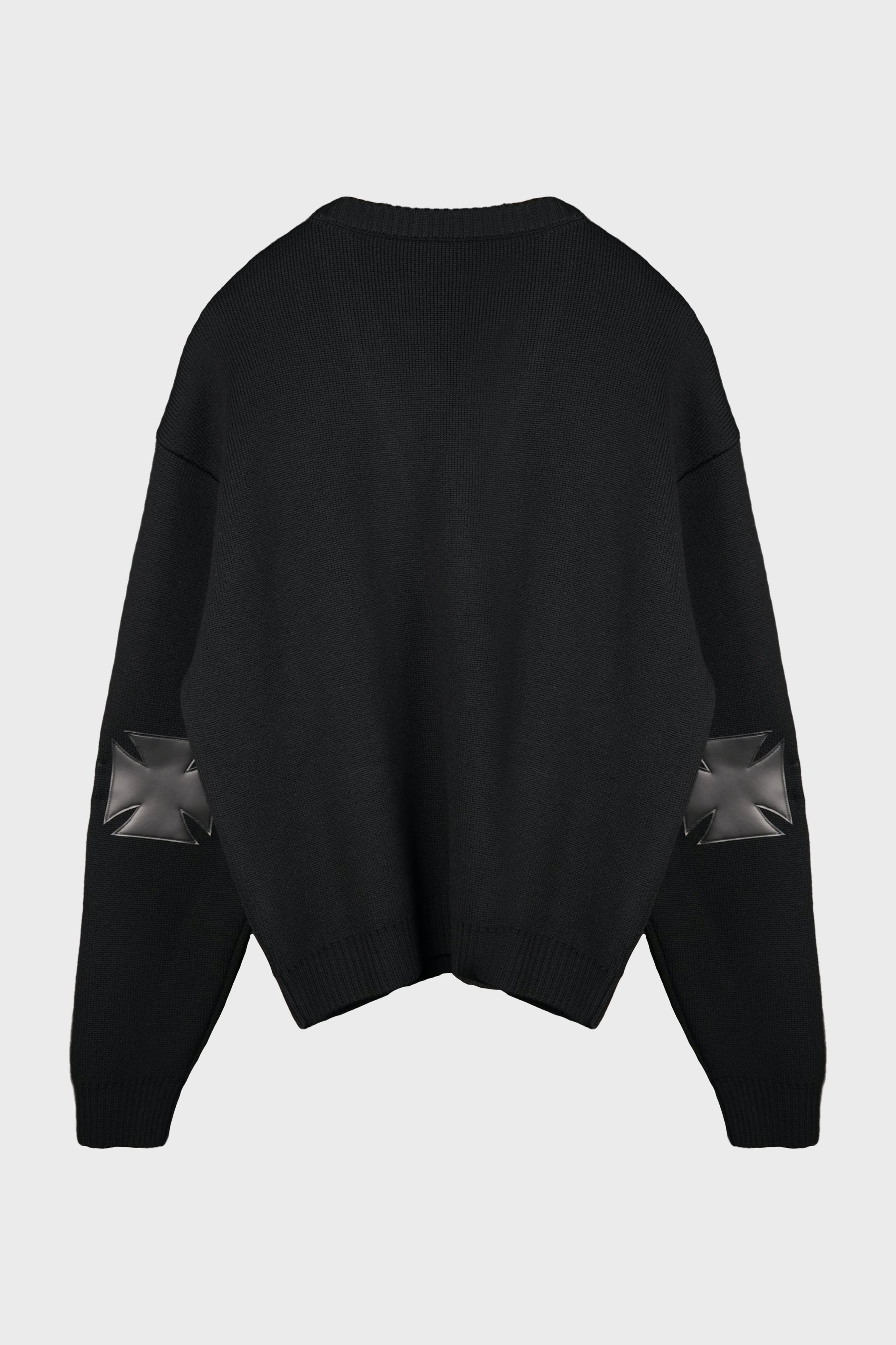 LEATHER CROSSES CARDIGAN BLACK