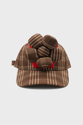 FLOWER CAP BROWN CHECK