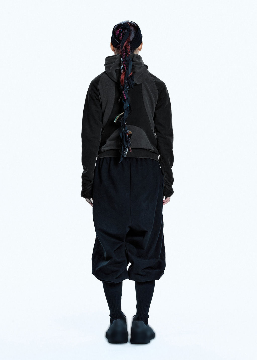 SLASHED ZIP HOODIE CHARCOAL