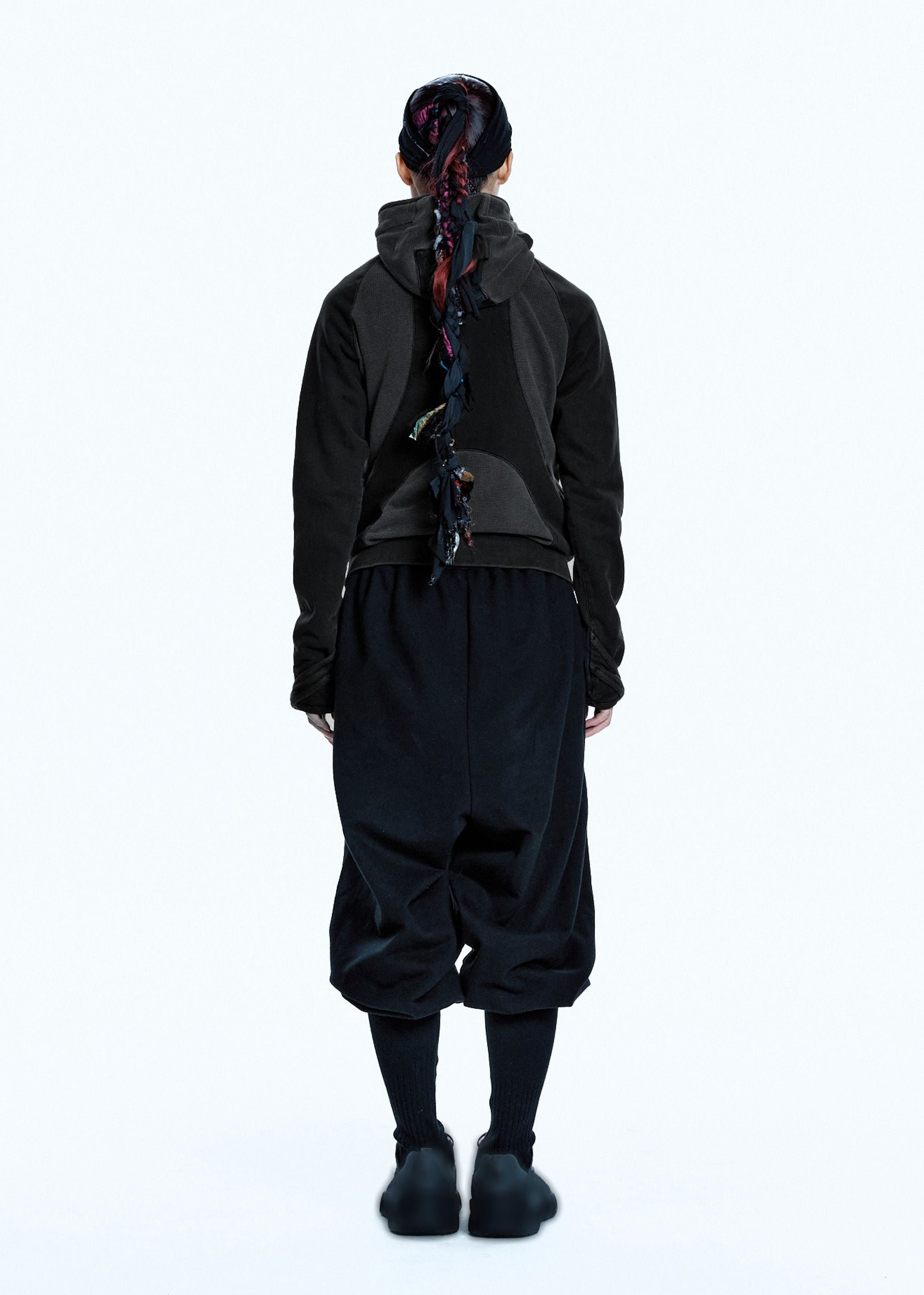 SLASHED ZIP HOODIE CHARCOAL