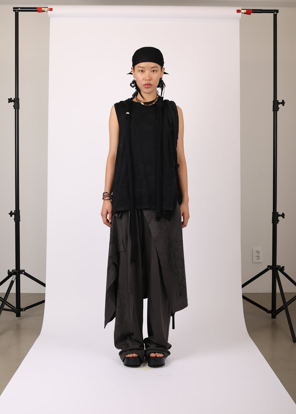 JERSEY SCARF PANTS CHARCOAL