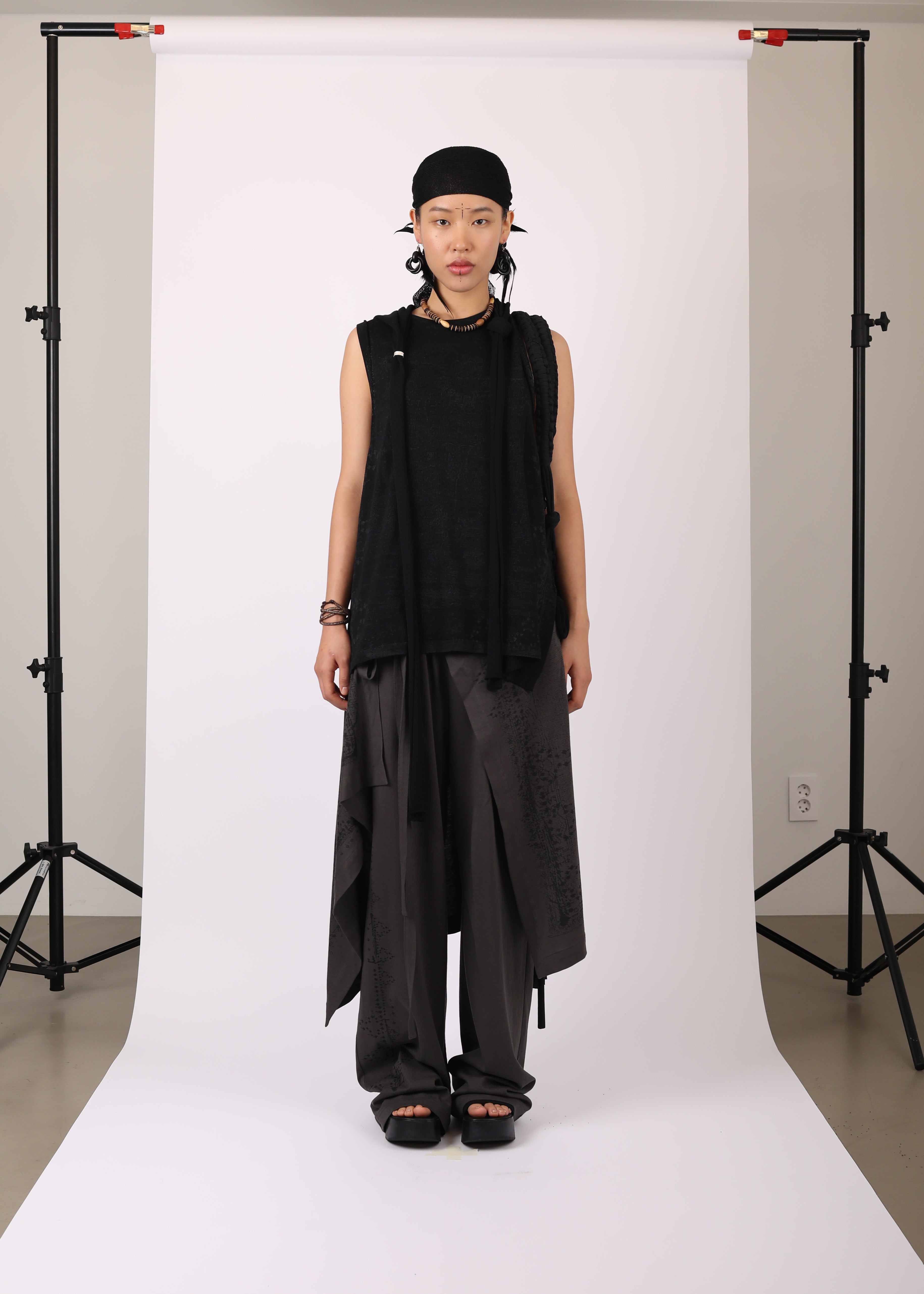 JERSEY SCARF PANTS CHARCOAL