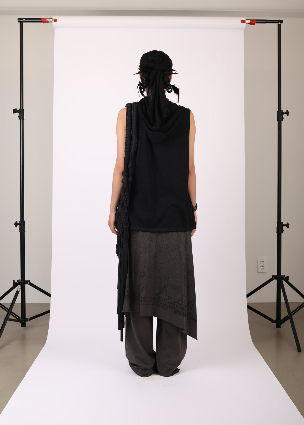 JERSEY SCARF PANTS CHARCOAL