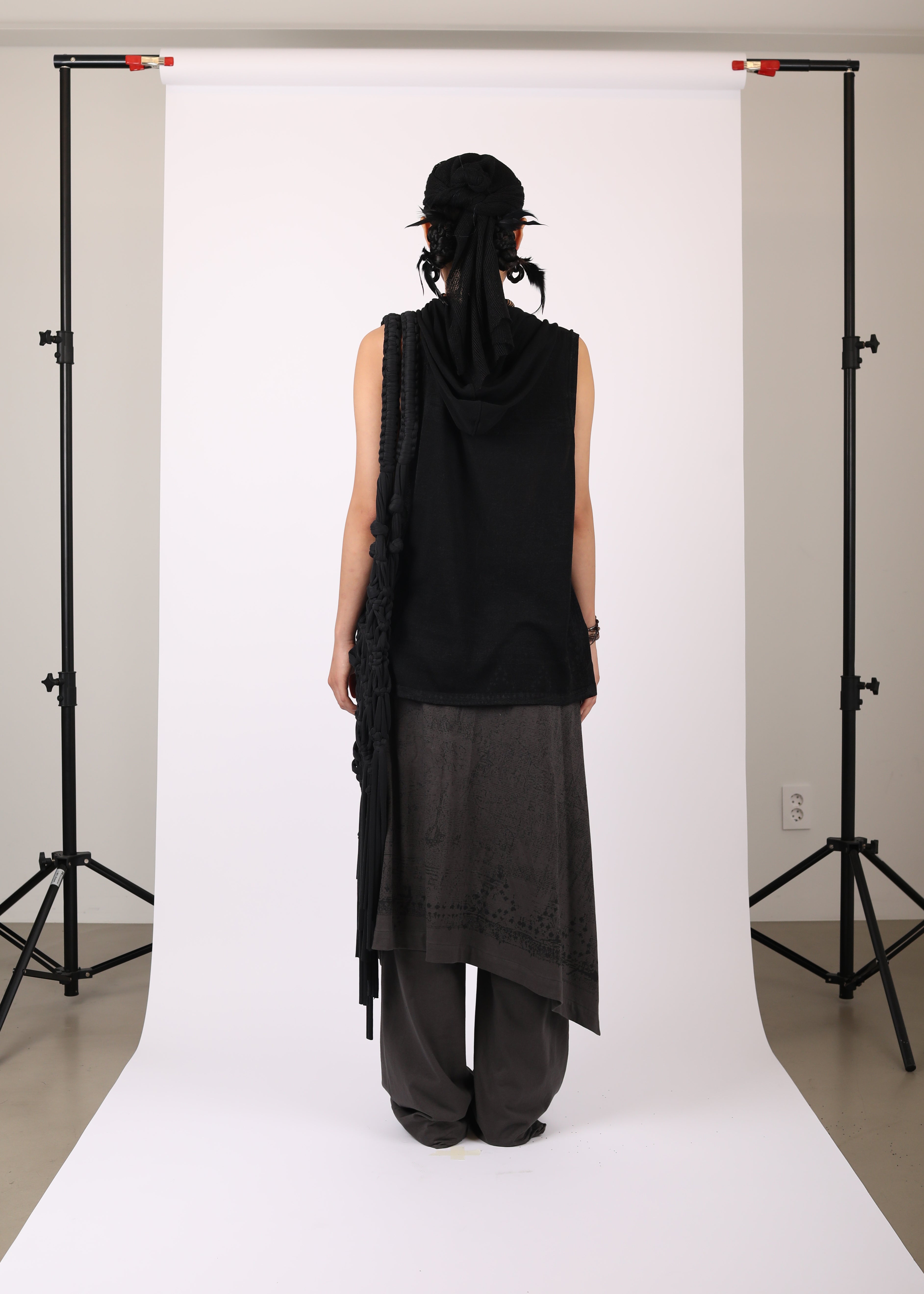 JERSEY SCARF PANTS CHARCOAL