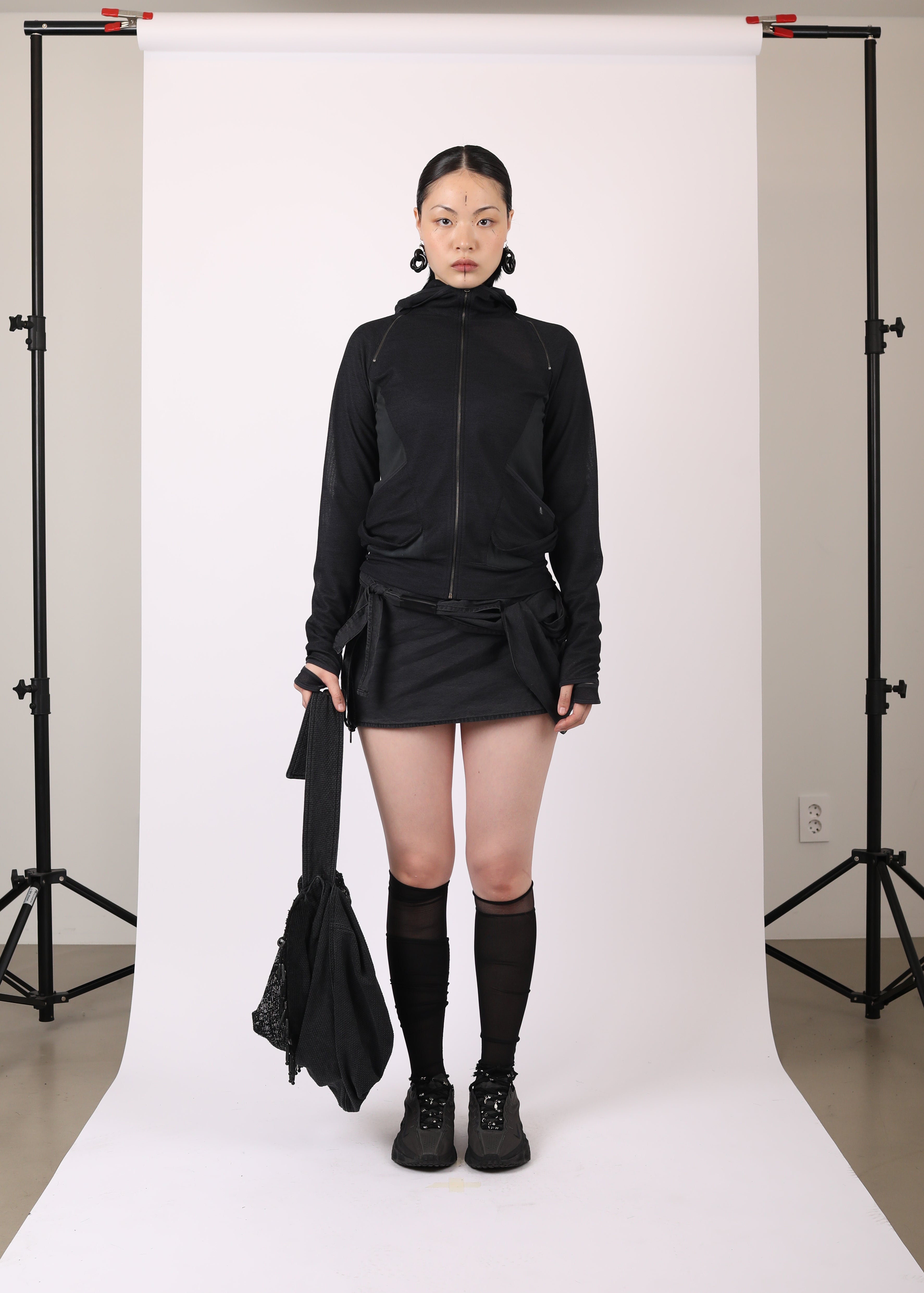 HYEIN SEO フードシャツジャケット HYEIN SEO - SLASHED ZIP HOODIE MIDNIGHT – LABSTORE WORLD