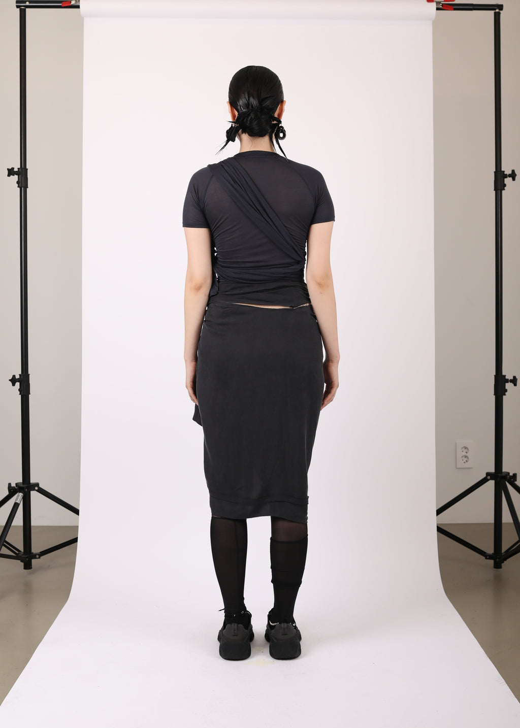 TIED ASYMMETRIC T-SHIRT DARK NAVY