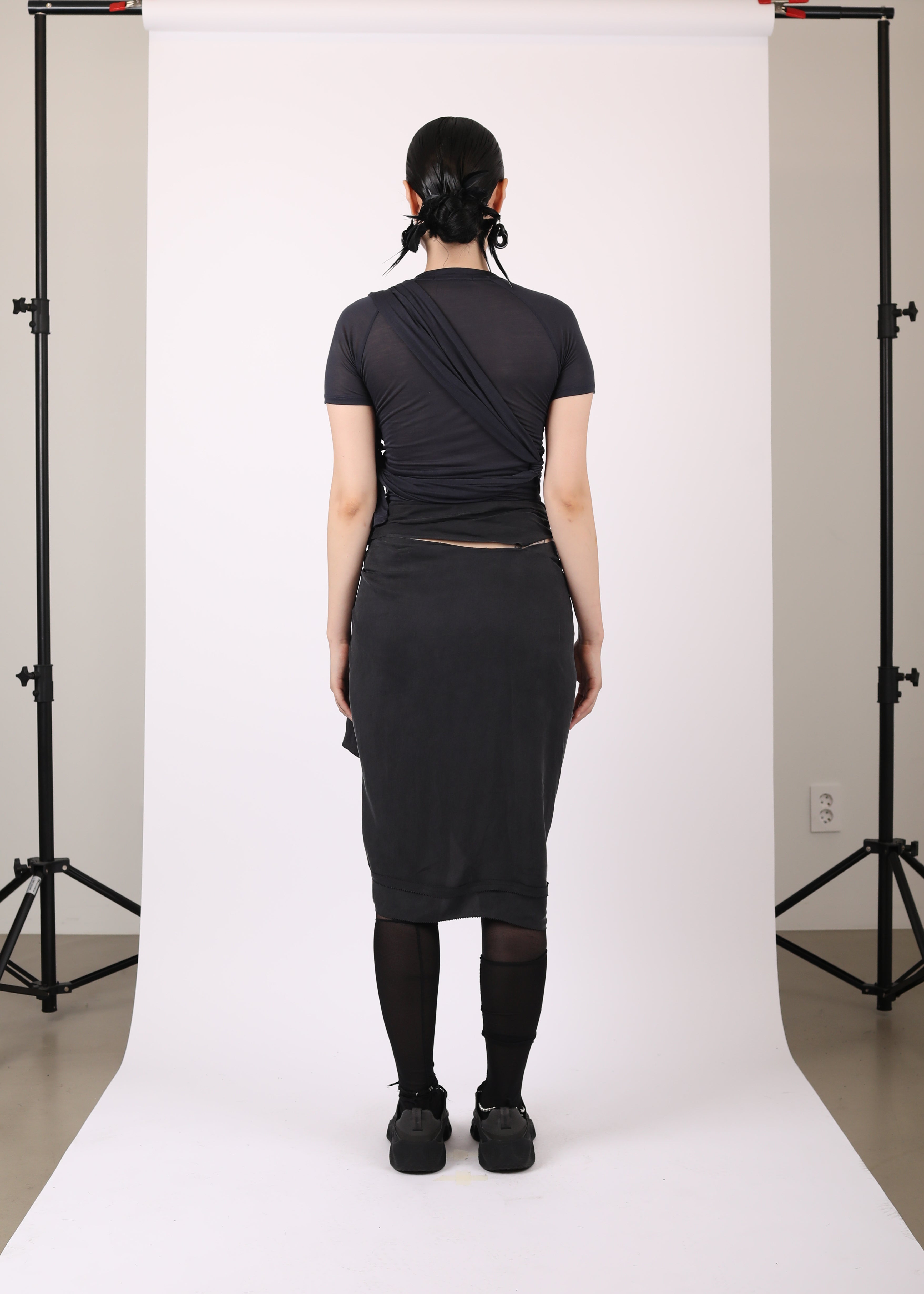 TIED ASYMMETRIC T-SHIRT DARK NAVY