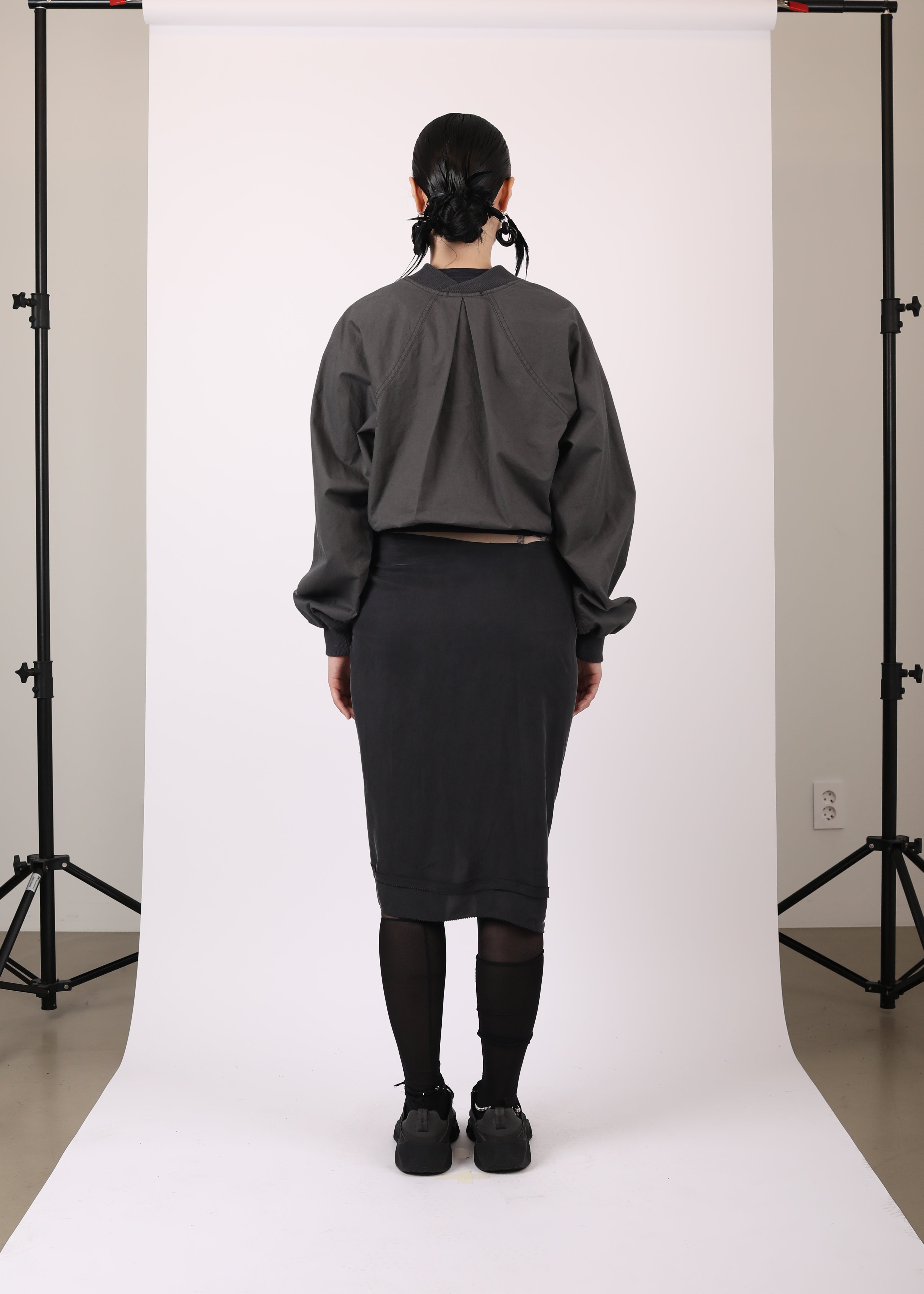 COTTON BOLERO JACKET w/ HOODIE CHARCOAL