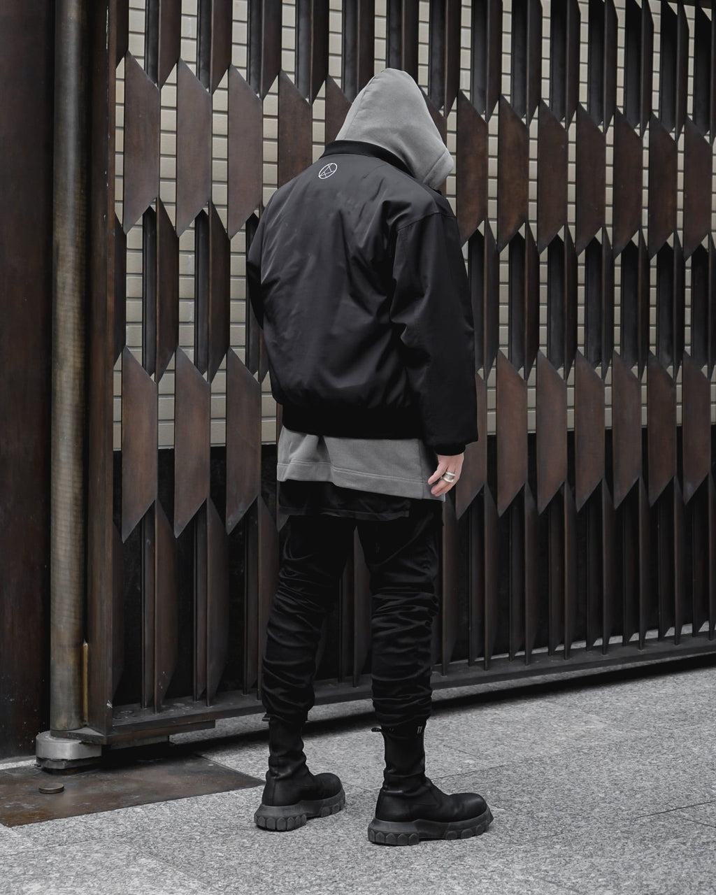 BLACK UNISEX REVERSIBLE MINK FUR BOMBER W/ LOGO