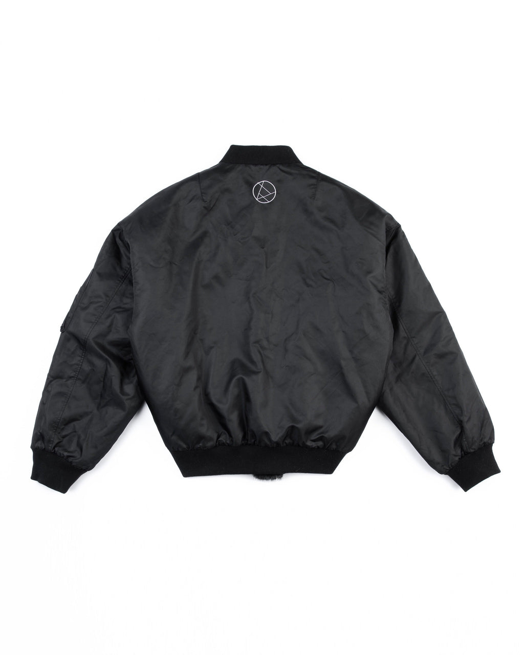 BLACK UNISEX REVERSIBLE MINK FUR BOMBER W/ LOGO