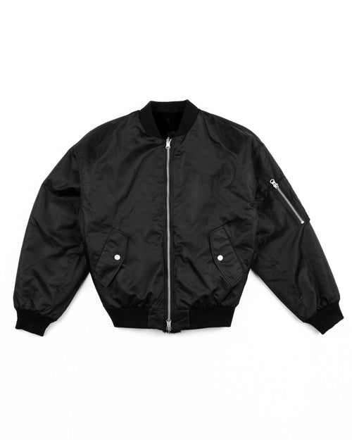 BLACK UNISEX REVERSIBLE MINK FUR BOMBER W/ LOGO